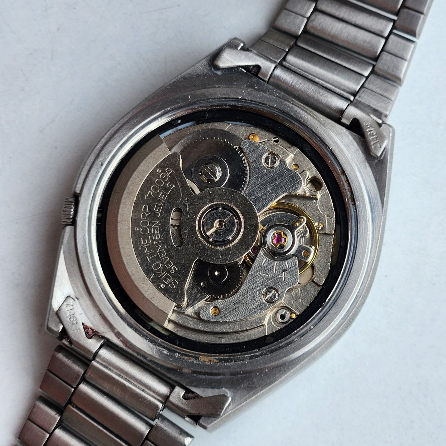 Vintage 1980 Original Seiko 5 Automatic 7009-876A Golden Face 17 Jewels Day-Date Japanese Men's Wrist Watch ET48