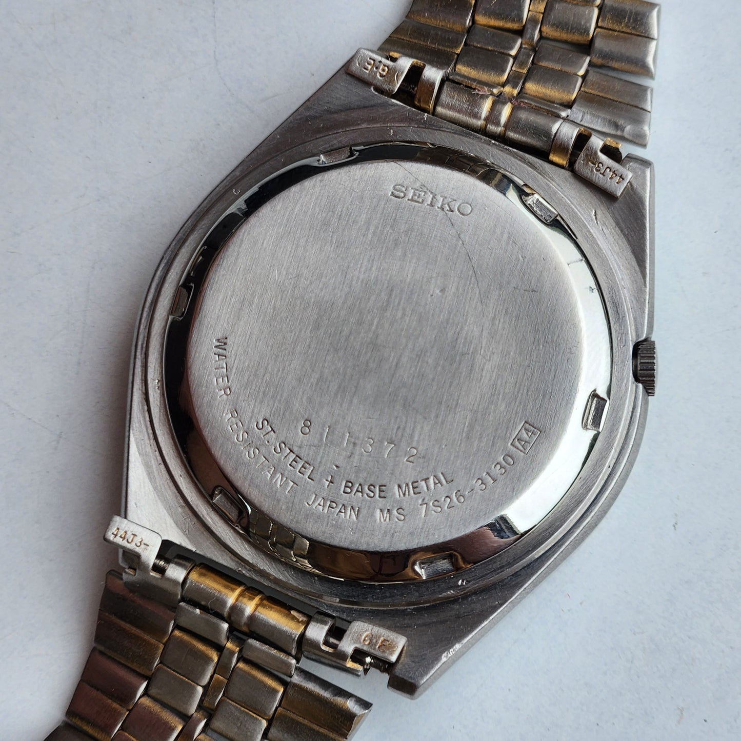 Vintage 1998 Original Seiko 5 Automatic 7S26-3130 Black Face 21 Jewels Day-Date Japanese Men's Wrist Watch ET50