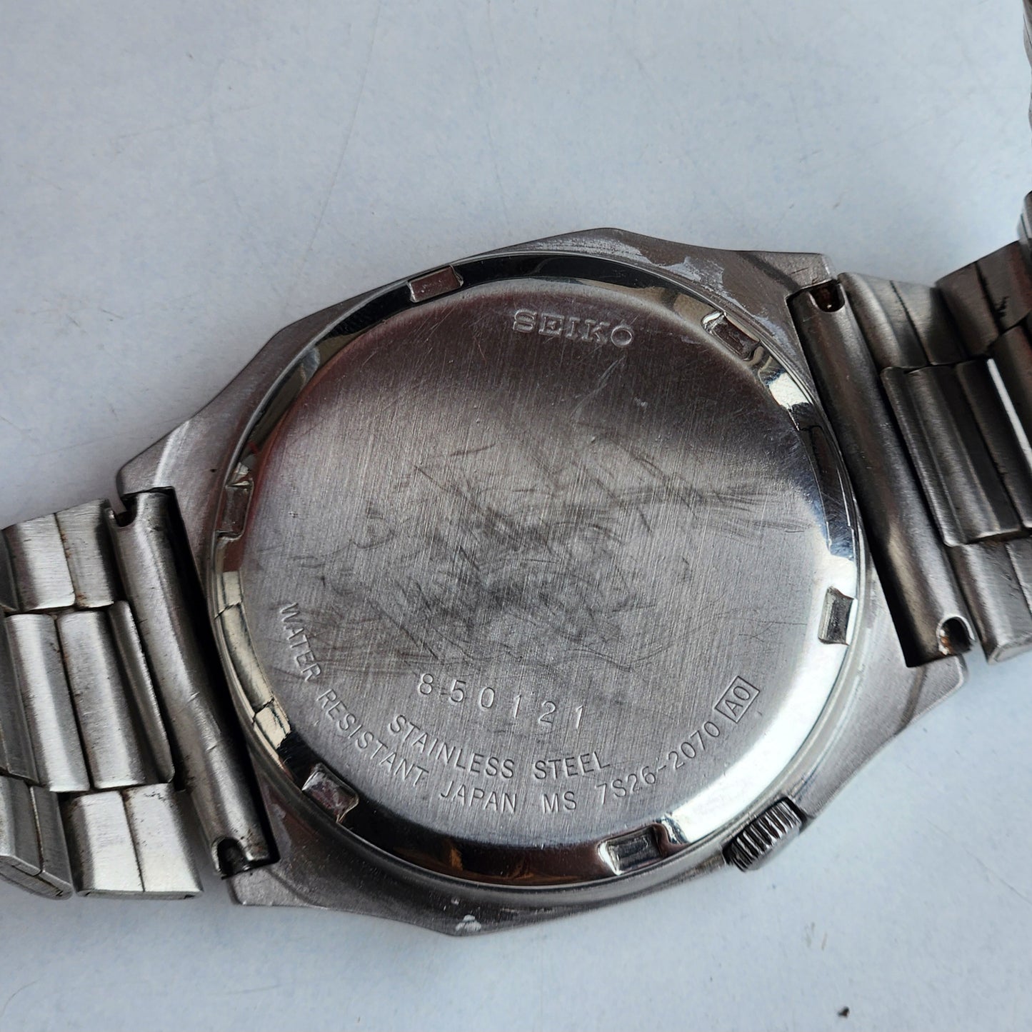 Vintage 1998 Original Seiko 5 Automatic 7S26-2070 Black Face 21 Jewels Day-Date Japanese Men's Wrist Watch ET54