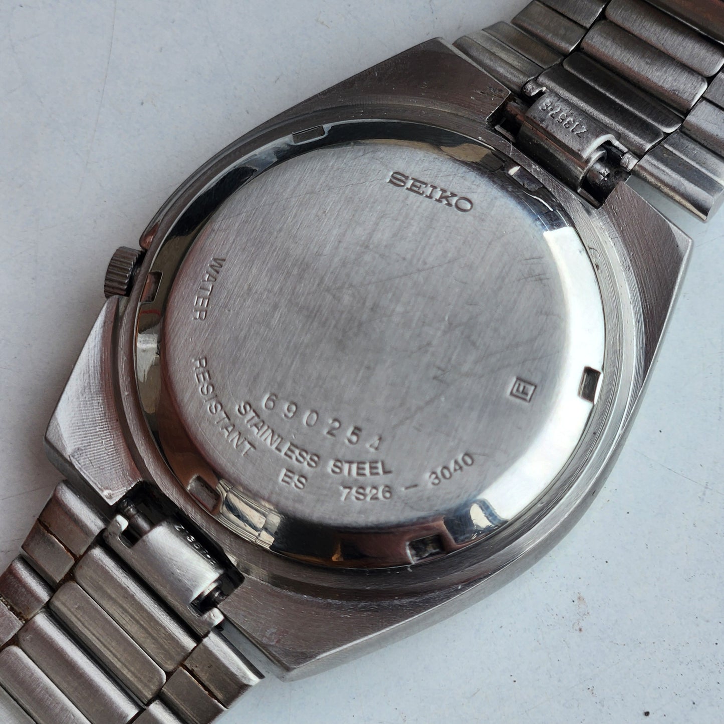 Vintage 1996 Original Seiko 5 Automatic 7S26-3040 Blue Face 21 Jewels Day-Date Japanese Men's Wrist Watch ET57
