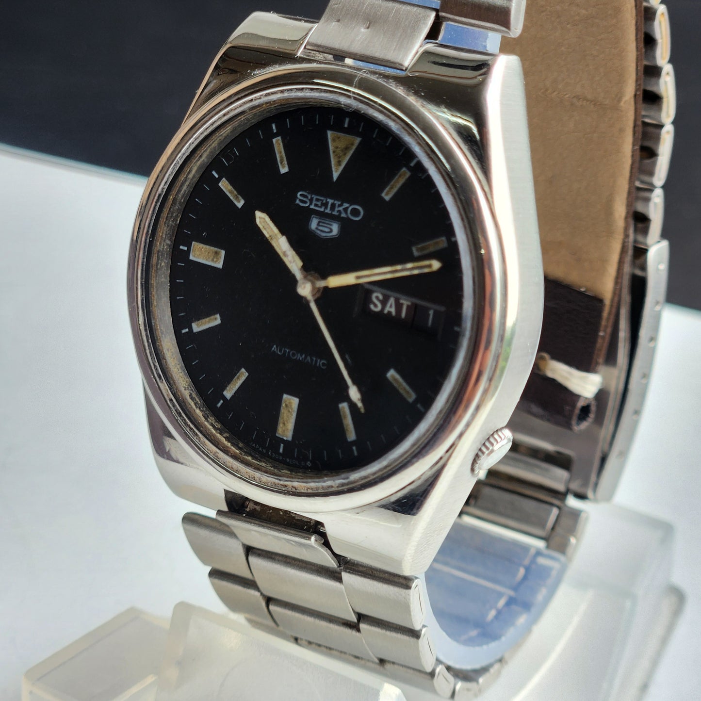 Vintage 1978 Original Seiko 5 Automatic 6319-601A Black Face 21 Jewels Day-Date Japanese Men's Wrist Watch ET61
