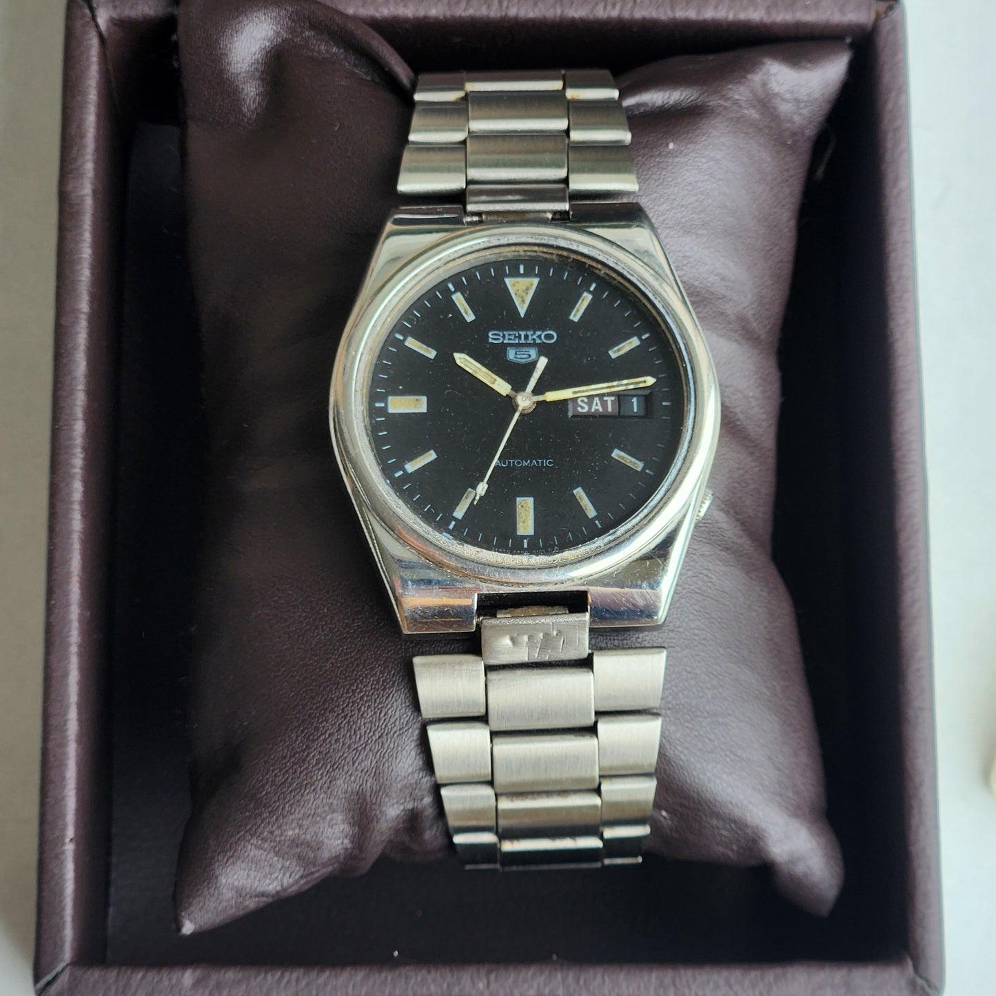 Vintage 1978 Original Seiko 5 Automatic 6319-601A Black Face 21 Jewels Day-Date Japanese Men's Wrist Watch ET61