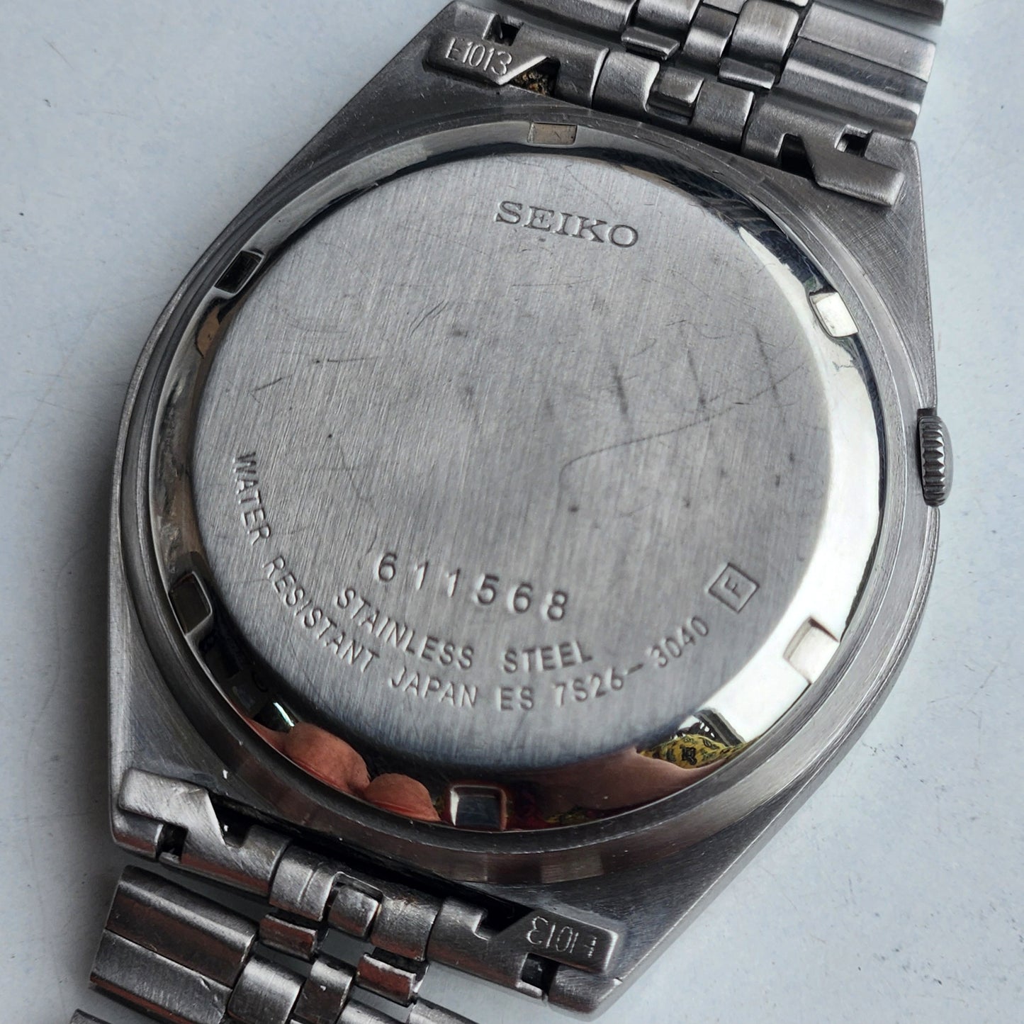Vintage 1996 Original Seiko 5 Automatic 7S26-3040 Grey Face 21 Jewels Day-Date Japanese Men's Wrist Watch ET66