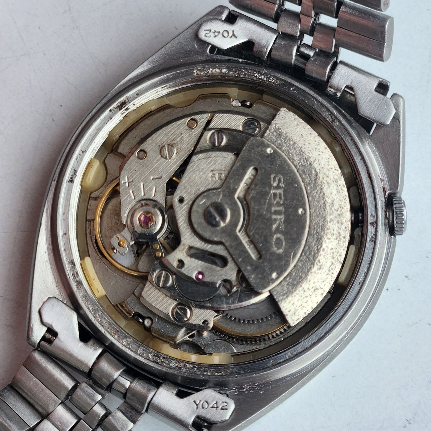 Vintage 1954 Original Seiko 5 Automatic 6309-8840 Silver Face 17 Jewels Day-Date Japanese Men's Wrist Watch ET68
