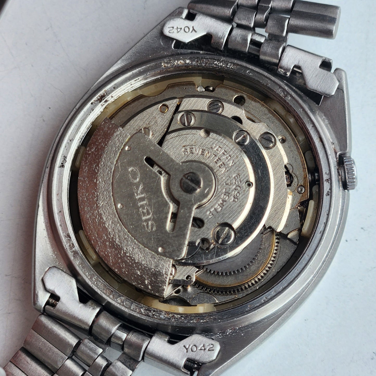 Vintage 1954 Original Seiko 5 Automatic 6309-8840 Silver Face 17 Jewels Day-Date Japanese Men's Wrist Watch ET68