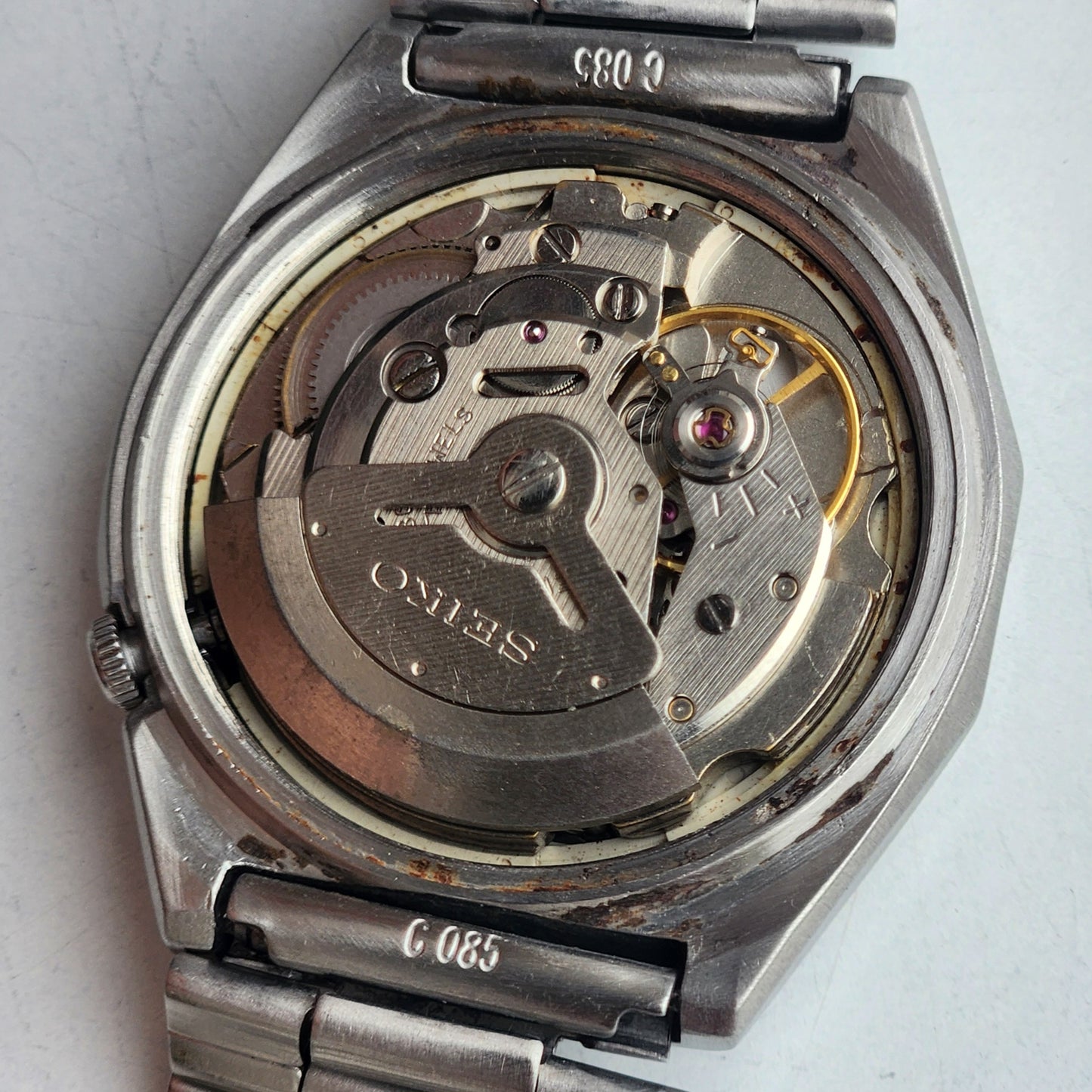Vintage 1982 Original Seiko 5 Automatic 6309-7160 Grey Face 17 Jewels Day-Date Japanese Men's Wrist Watch ET79