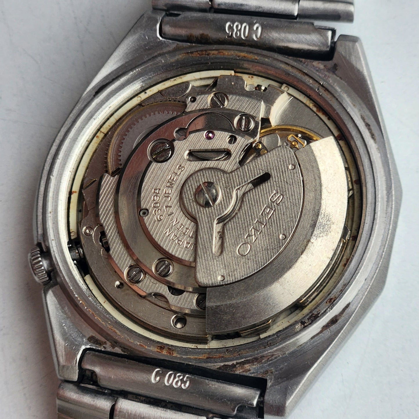 Vintage 1982 Original Seiko 5 Automatic 6309-7160 Grey Face 17 Jewels Day-Date Japanese Men's Wrist Watch ET79