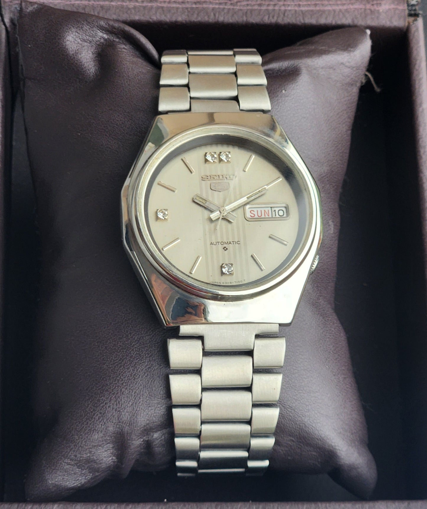 Vintage 1982 Original Seiko 5 Automatic 6309-7160 Grey Face 17 Jewels Day-Date Japanese Men's Wrist Watch ET79