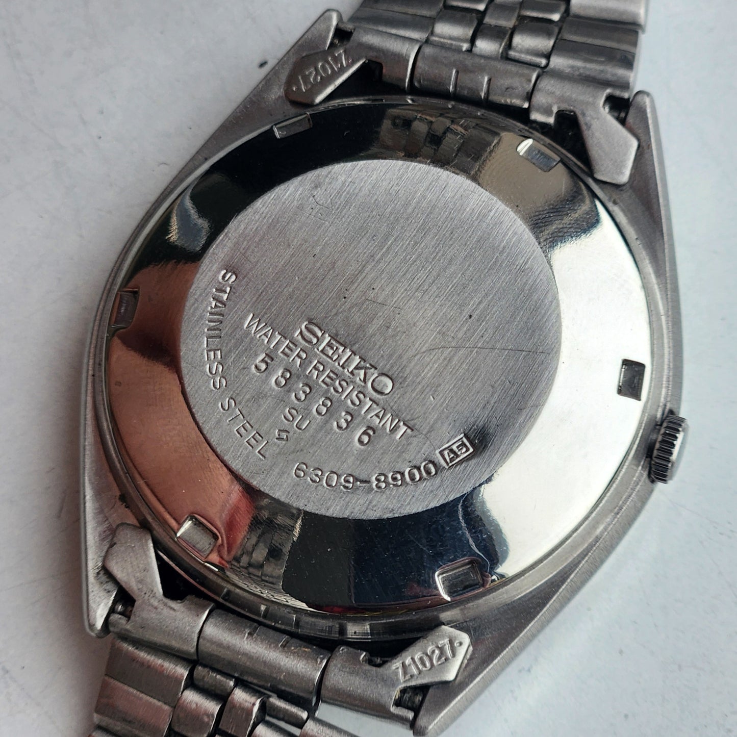 Vintage 1985 Original Seiko 5 Automatic 6309-8900 Grey Face 17 Jewels Day-Date Japanese Men's Wrist Watch ET82