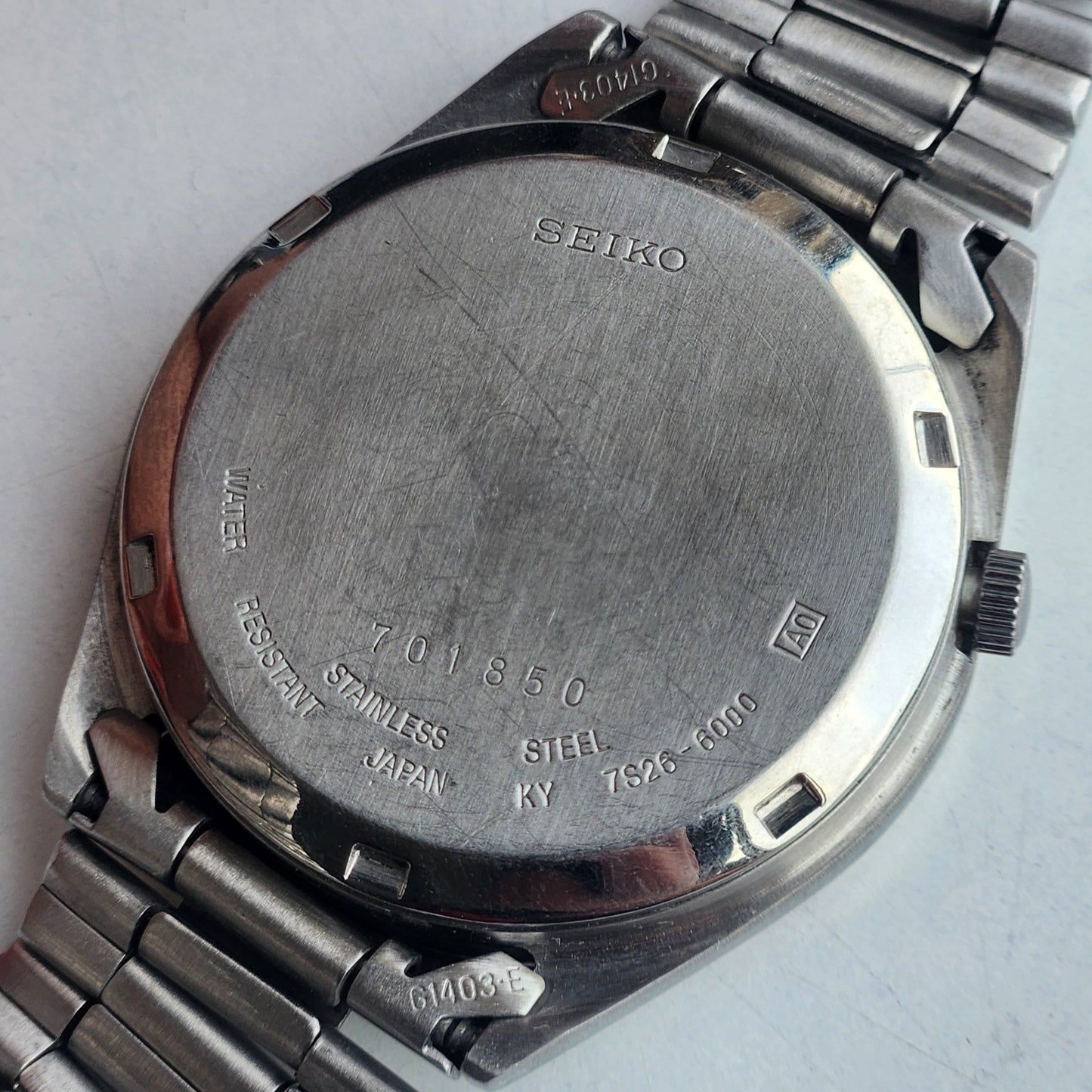 Vintage 1997 Original Seiko 5 Automatic 7S26-6000 Black Face 21 Jewels Day-Date Japanese Men's Wrist Watch ET85