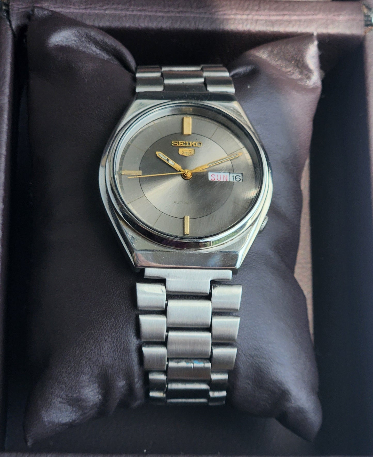 Vintage 1982 Original Seiko 5 Automatic 6309-8920 Grey Face 17 Jewels Day-Date Japanese Men's Wrist Watch ET88