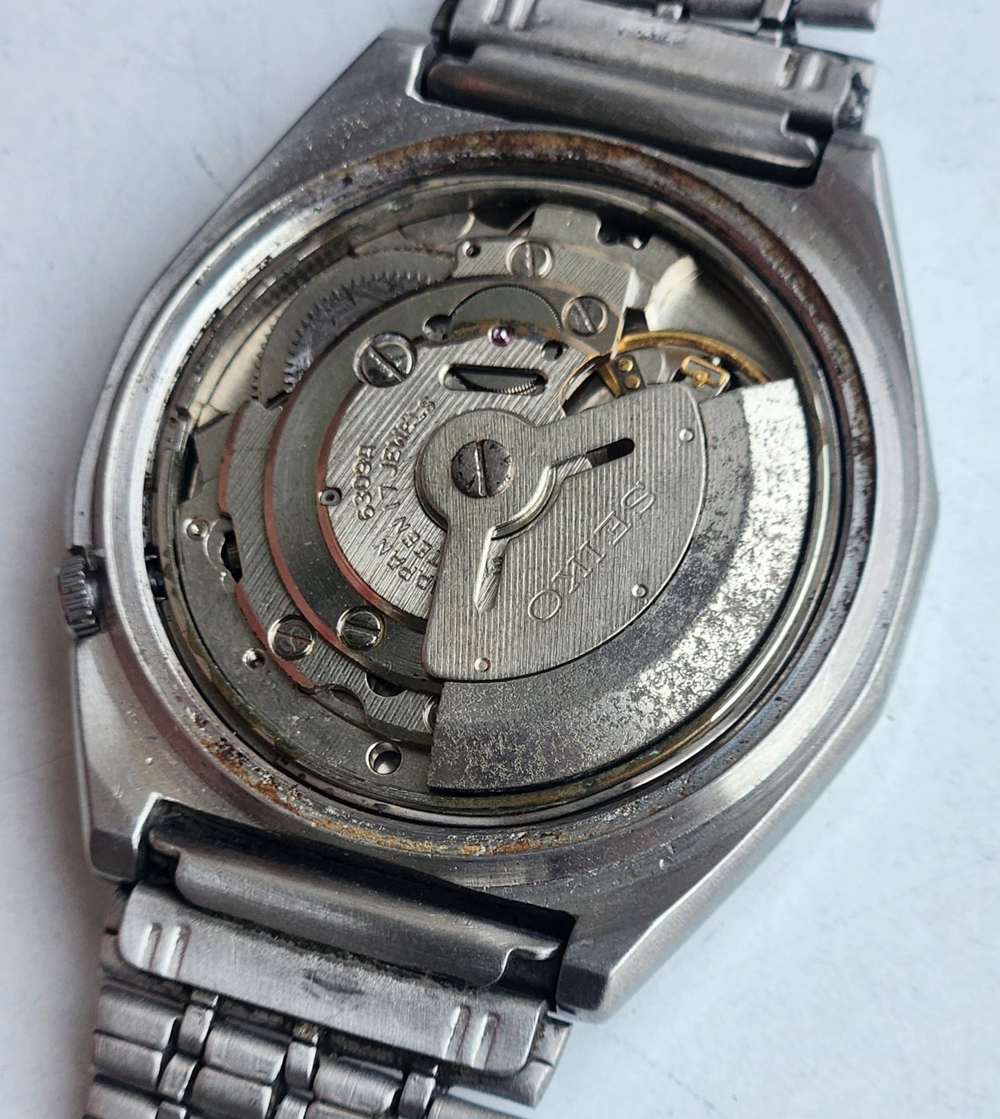 Vintage 1981 Original Seiko 5 Automatic 6309-720C Black Face 17 Jewels Day-Date Japanese Men's Wrist Watch ET97