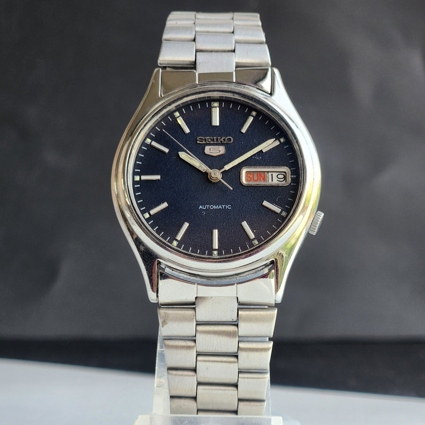 Vintage 1979 Original Seiko 5 Automatic 7009-3170 Black Face 17 Jewels Day-Date Japanese Men's Wrist Watch ET105