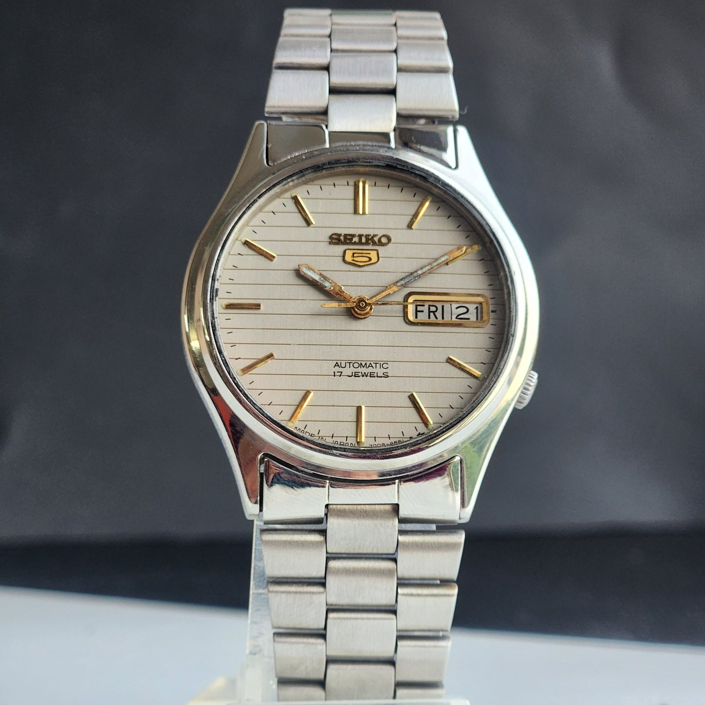 Vintage 1977 Original Seiko 5 Automatic 6309-8920 Grey Face 17 Jewels Day-Date Japanese Men's Wrist Watch ET112