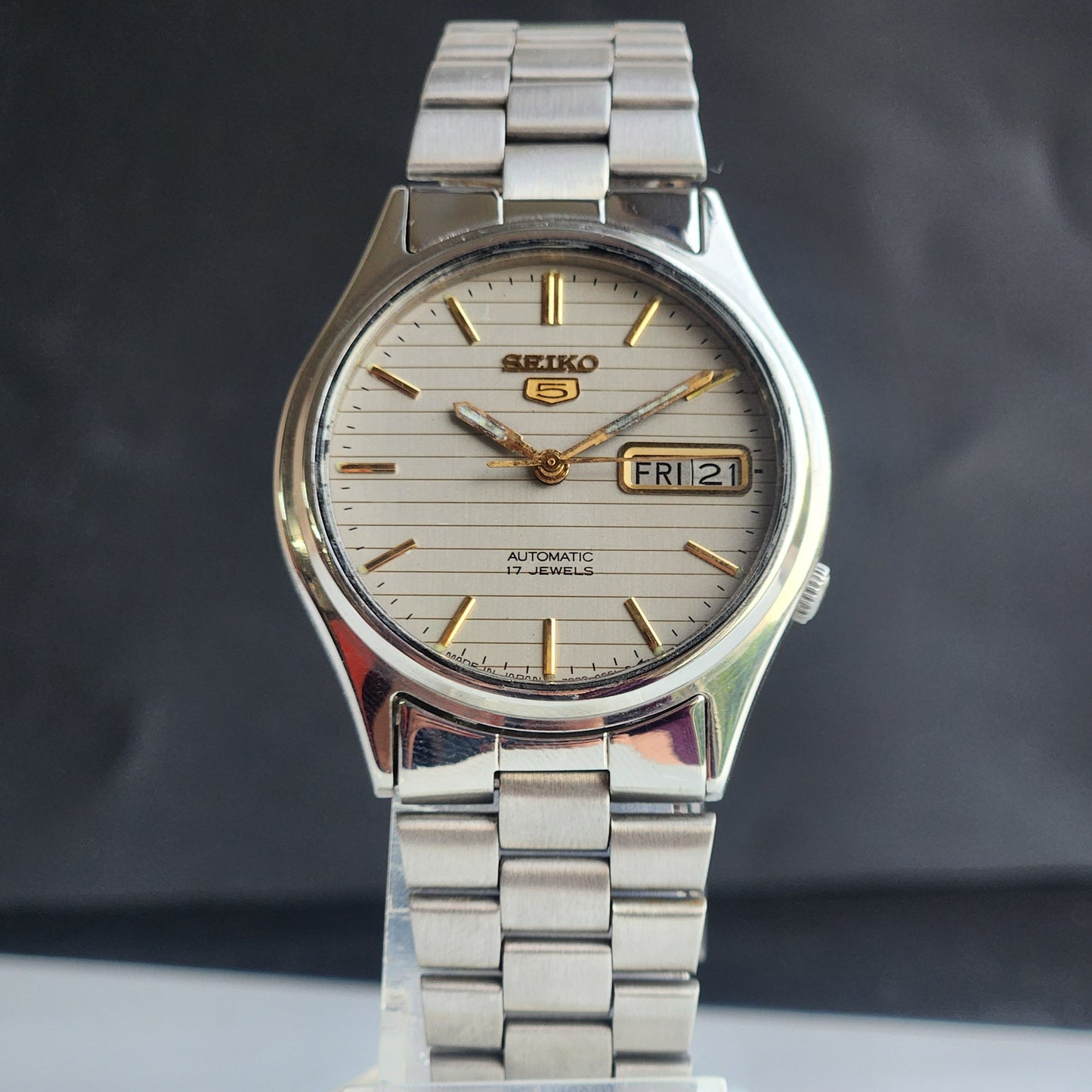 Vintage 1977 Original Seiko 5 Automatic 6309-8920 Grey Face 17 Jewels Day-Date Japanese Men's Wrist Watch ET112