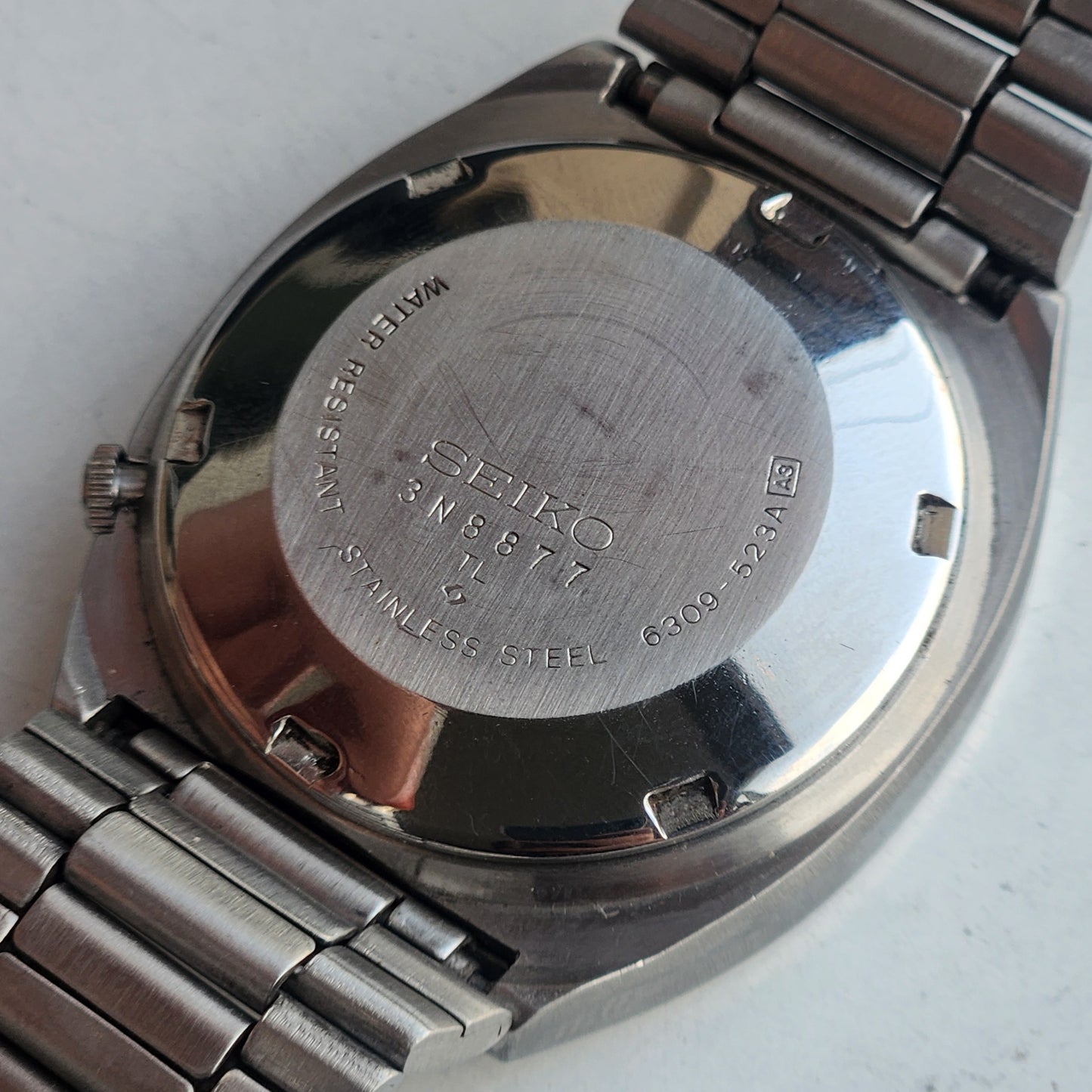 Vintage 1983 Original Seiko 5 Automatic 6309-523A Black Face 17 Jewels Day-Date Japanese Men's Wrist Watch ET115