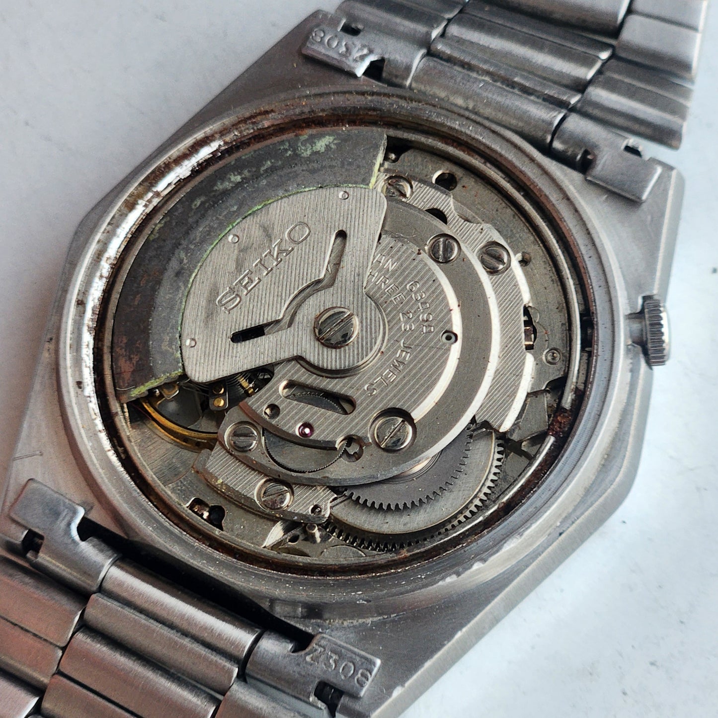 Vintage 1984 Original Seiko 5 Automatic 6349-5470 Black Face 23 Jewels Day-Date Japanese Men's Wrist Watch ET116
