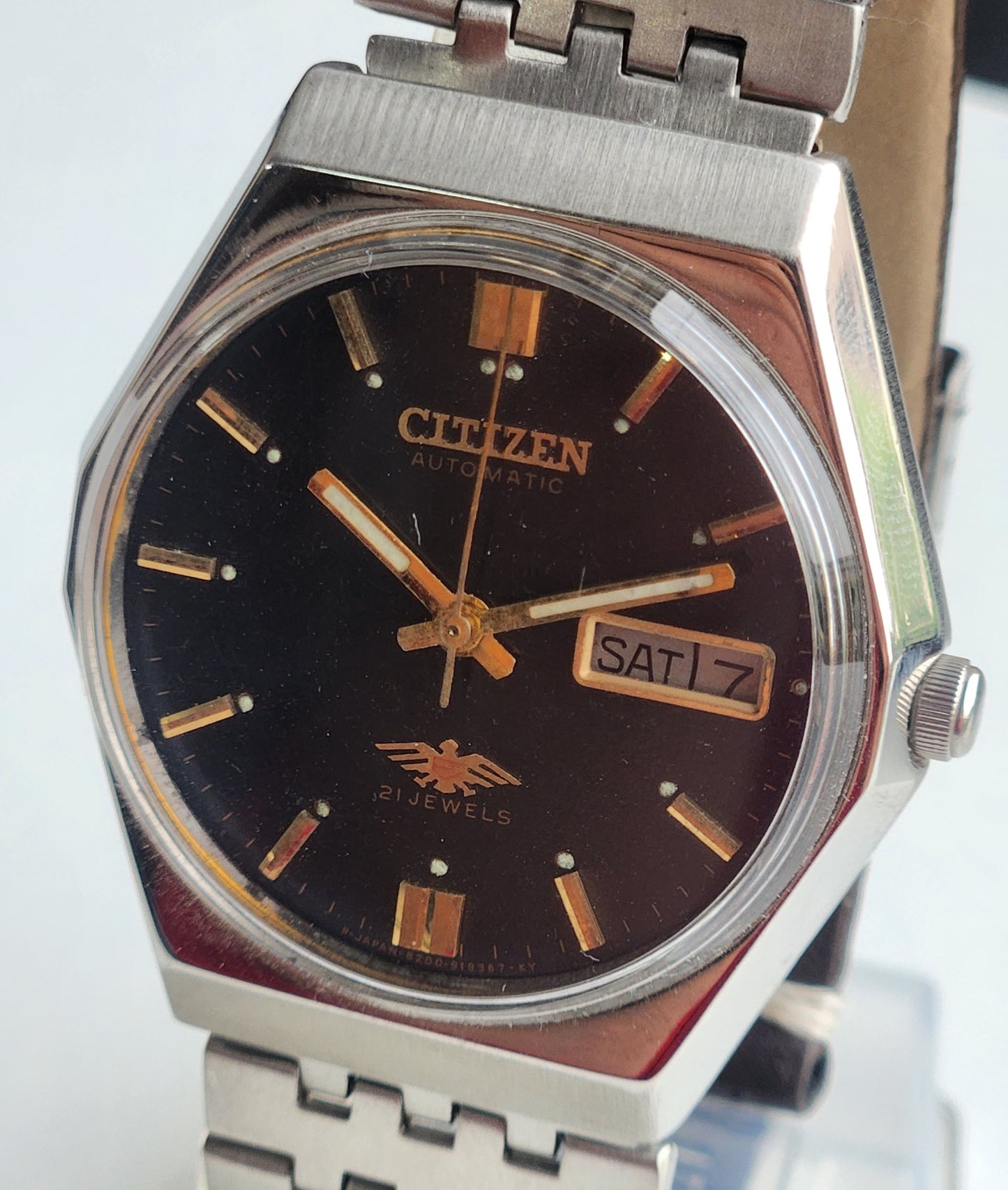 Vintage 1981 Original Citizen Automatic 8200 Black Face 21 Jewels Day-Date Japanese Men's Wrist Watch EG160