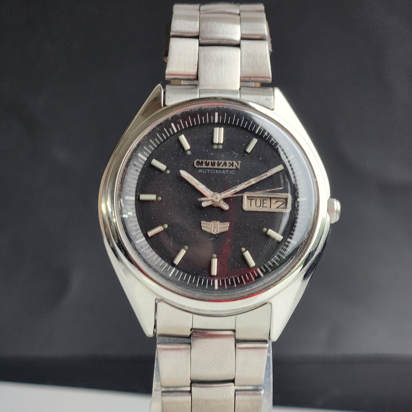 Vintage 1981 Original Citizen Automatic 8200 Black Face 21 Jewels Day-Date Japanese Men's Wrist Watch EG196