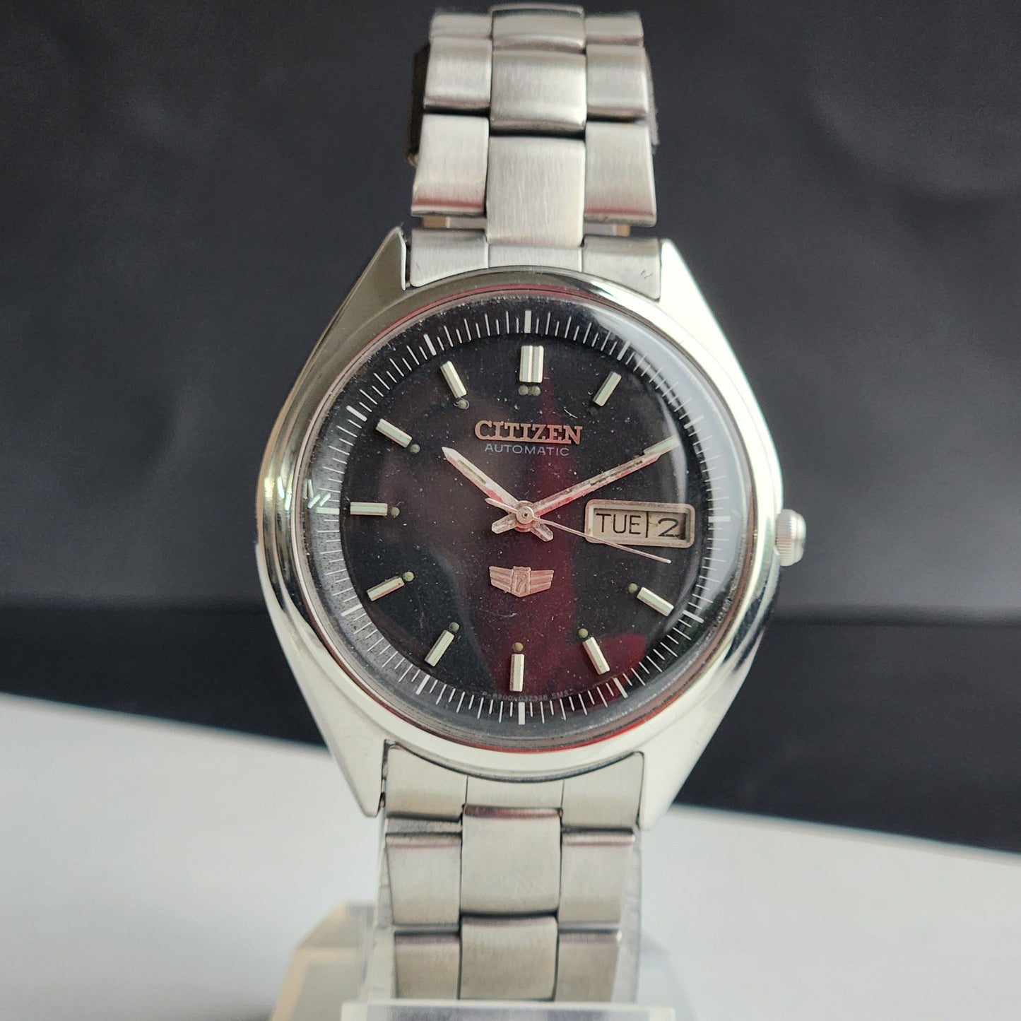 Vintage 1981 Original Citizen Automatic 8200 Black Face 21 Jewels Day-Date Japanese Men's Wrist Watch EG196