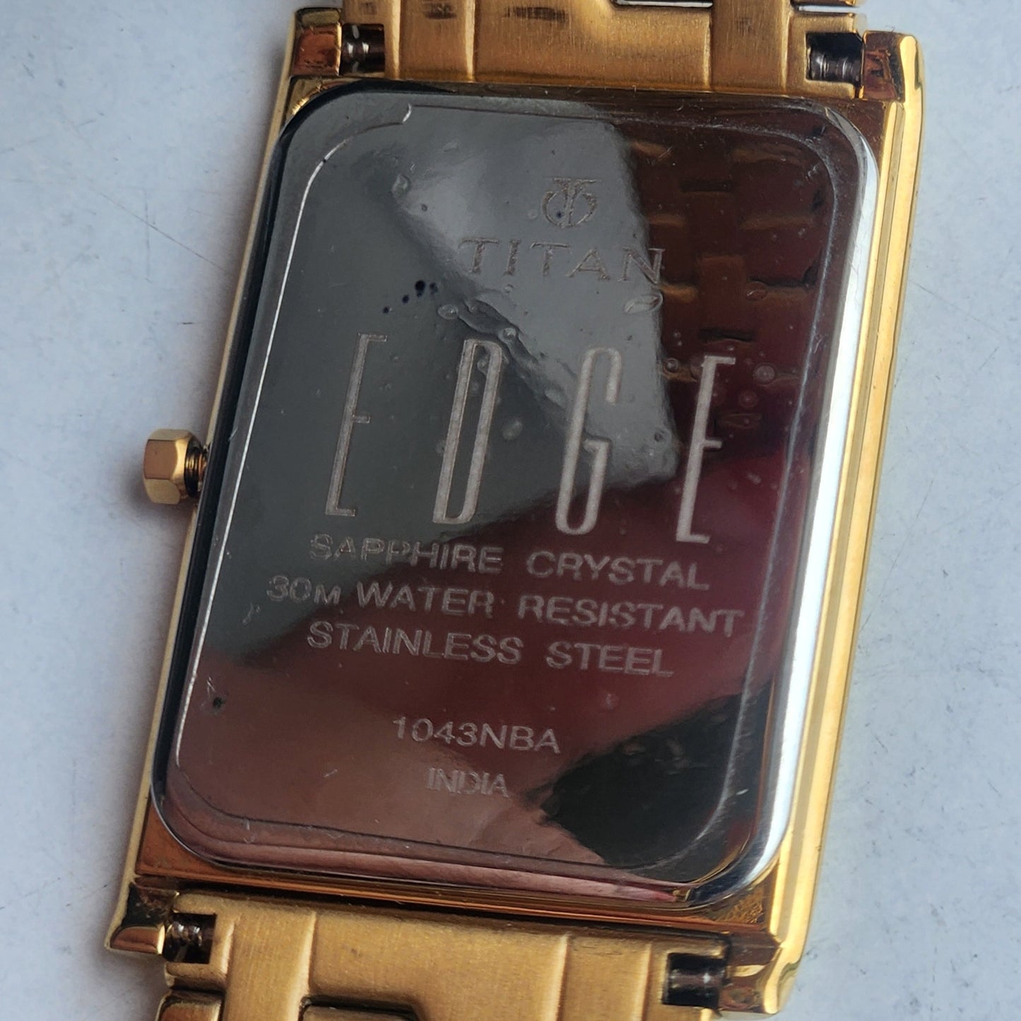 Original TITAN EDGE 1043NBA Rectangular Black Face 25MM Case Men's Watch H64
