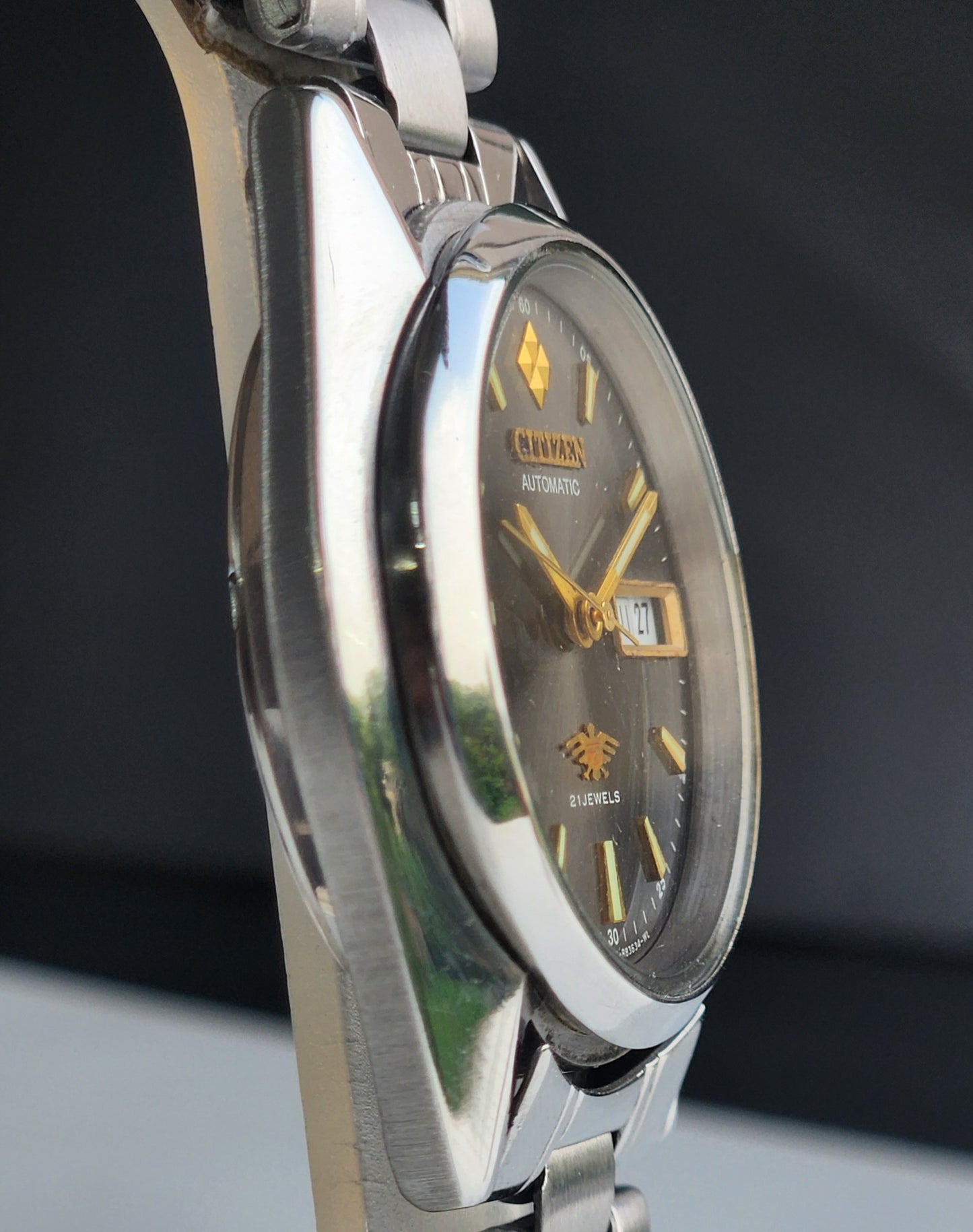Vintage 1983 Original Citizen Automatic 8200 Black Face 21 Jewels Day-Date Japanese Men's Wrist Watch EA08