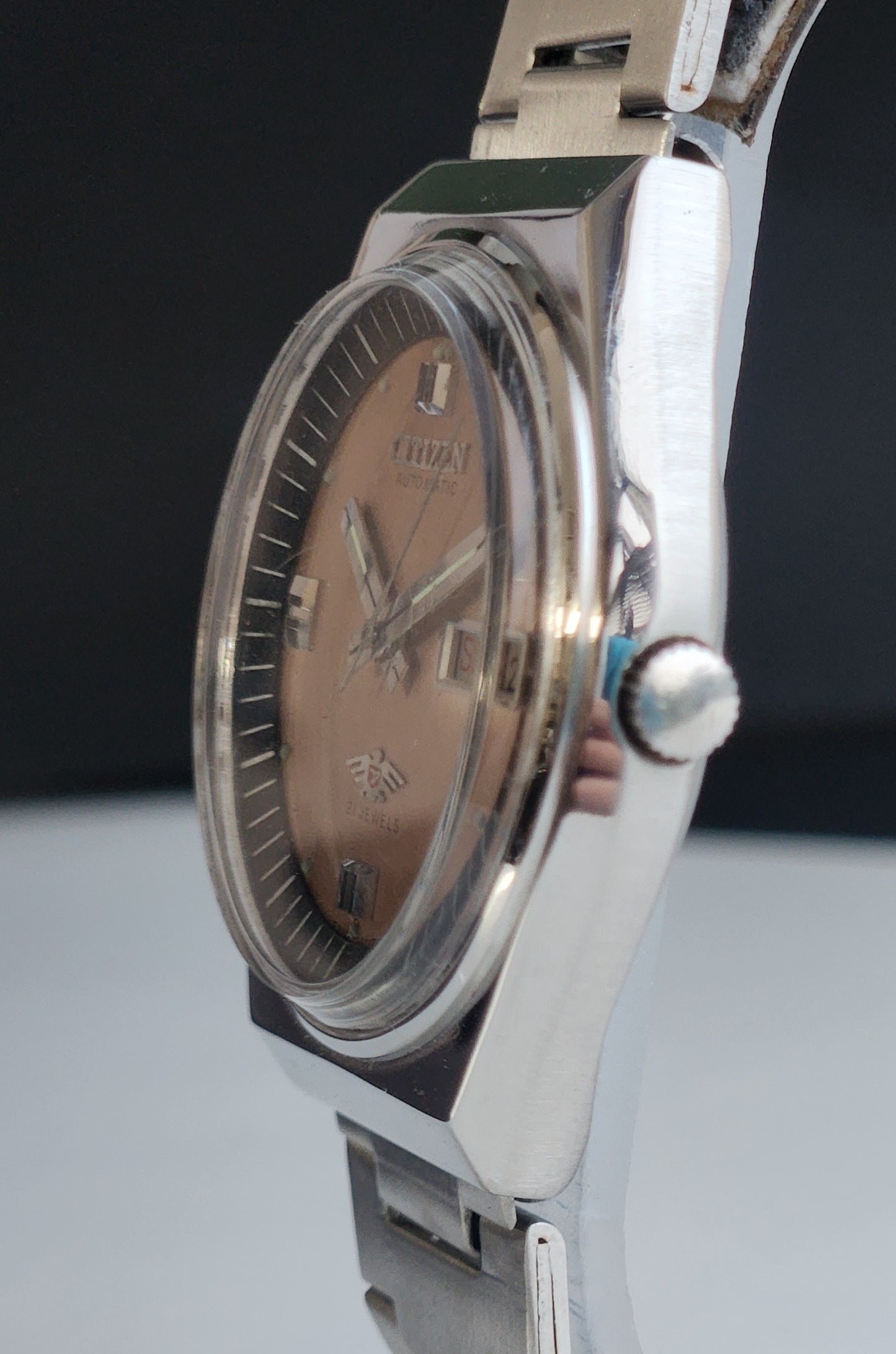 Vintage 1981 Original Citizen Automatic 8200 Brown Face 21 Jewels Day-Date Japanese Men's Wrist Watch EA13