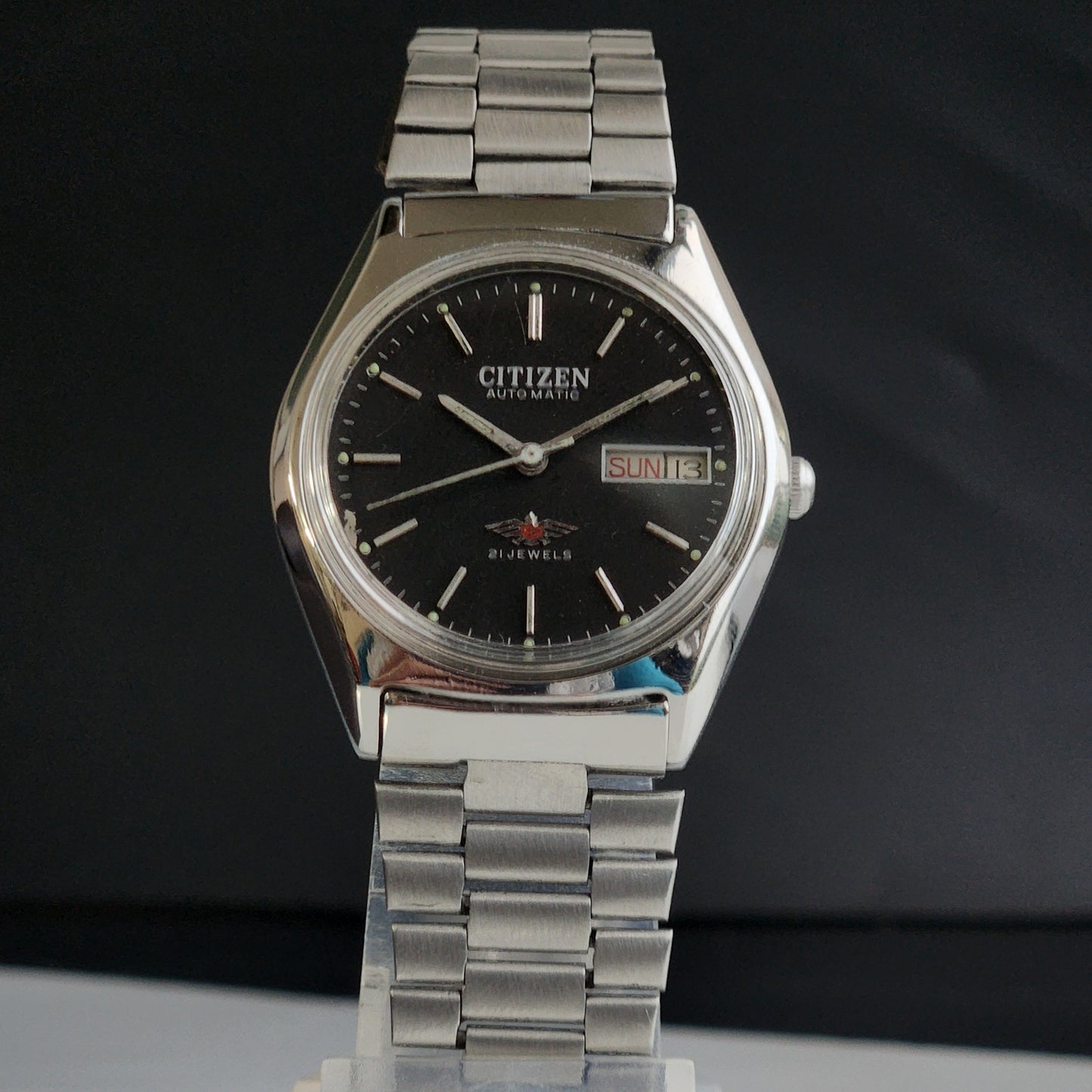 Vintage 1978 Original Citizen Automatic 8200 Black Face 21 Jewels Day-Date Japanese Men's Wrist Watch EA16