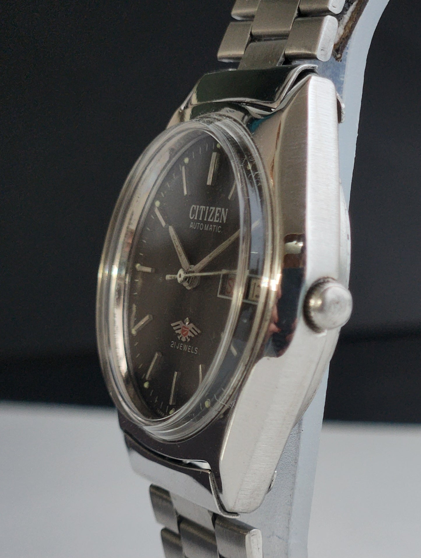 Vintage 1978 Original Citizen Automatic 8200 Black Face 21 Jewels Day-Date Japanese Men's Wrist Watch EA16