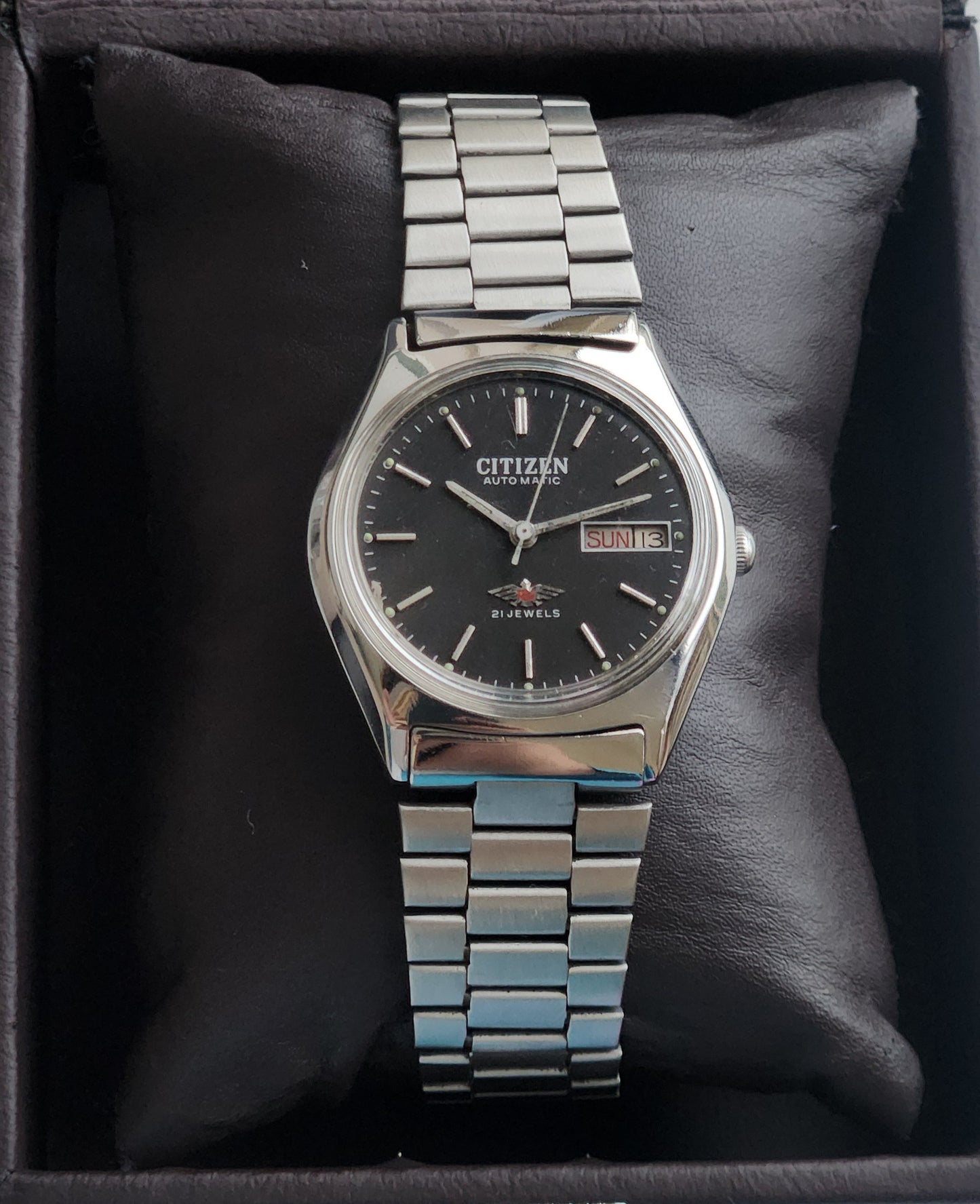 Vintage 1978 Original Citizen Automatic 8200 Black Face 21 Jewels Day-Date Japanese Men's Wrist Watch EA16