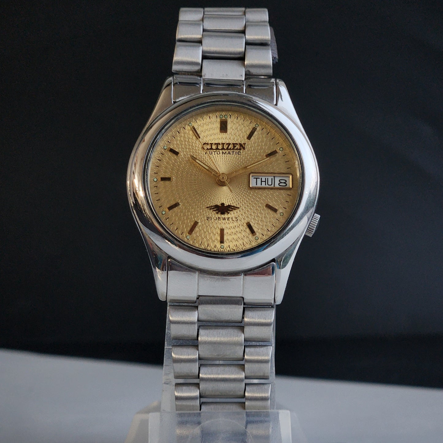 Vintage 1978 Original Citizen Automatic 8200 Golden Face 21 Jewels Day-Date Japanese Men's Wrist Watch EA19