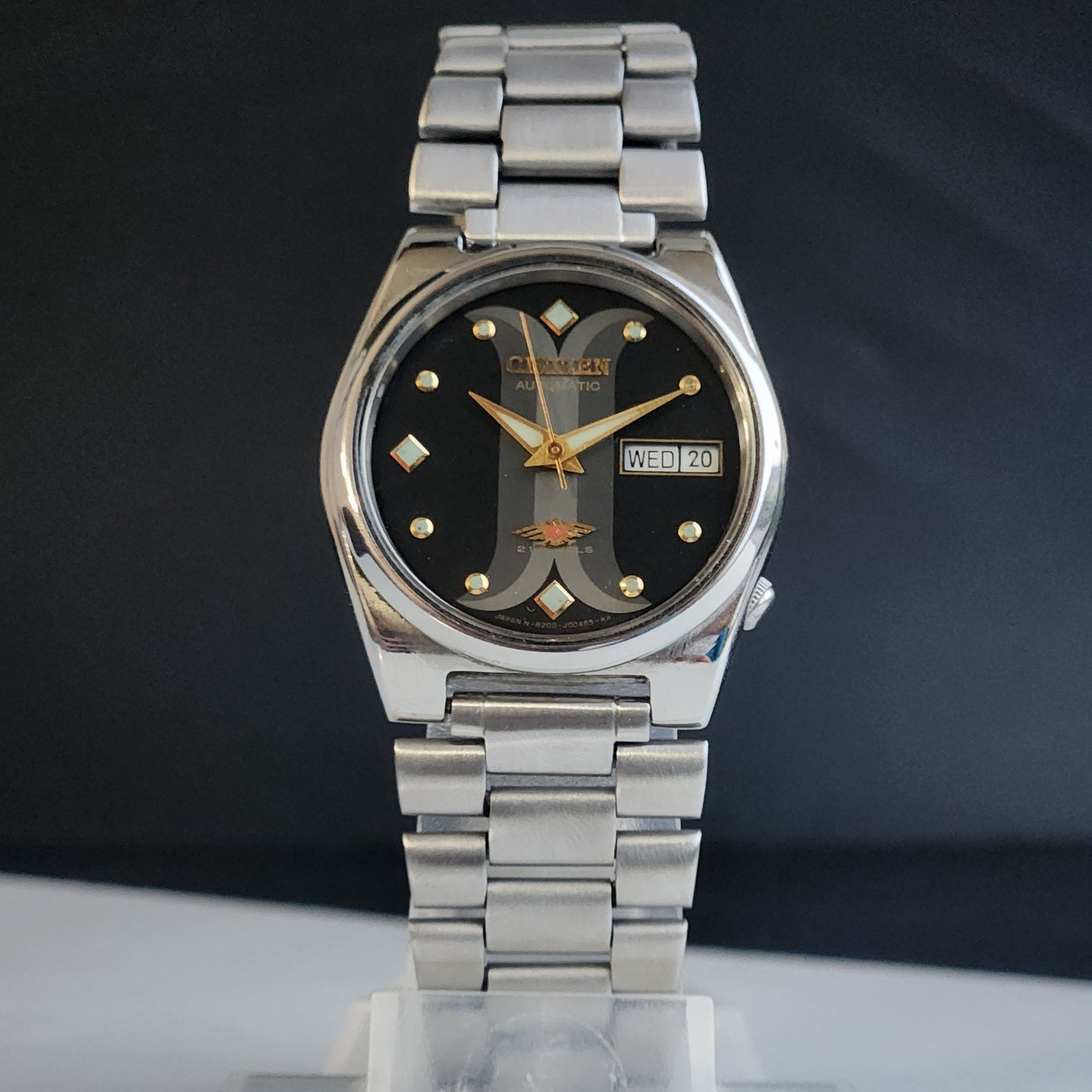 Vintage 1978 Original Citizen Automatic 8200 Black Face 21 Jewels Day-Date Japanese Men's Wrist Watch EA20