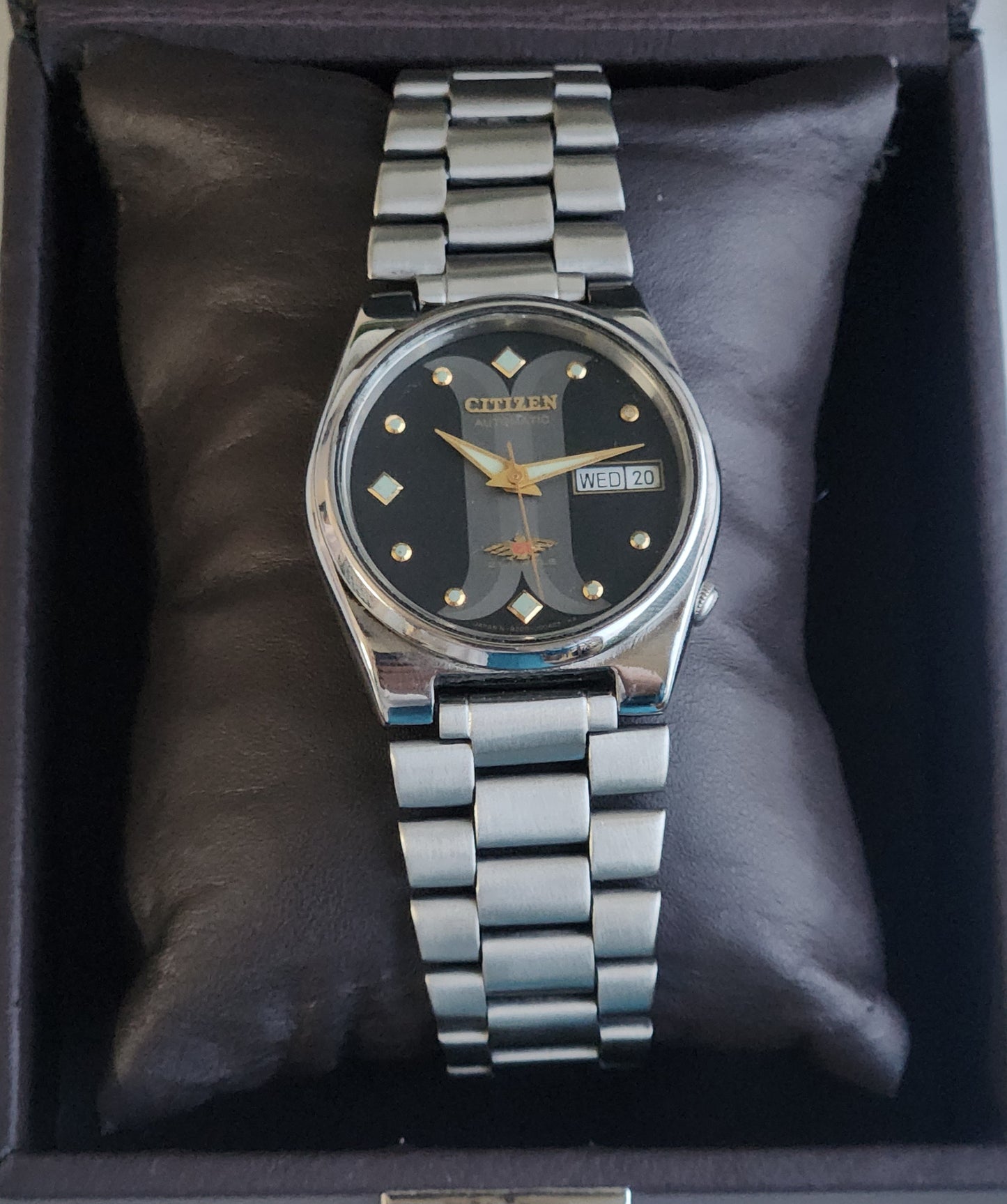 Vintage 1978 Original Citizen Automatic 8200 Black Face 21 Jewels Day-Date Japanese Men's Wrist Watch EA20