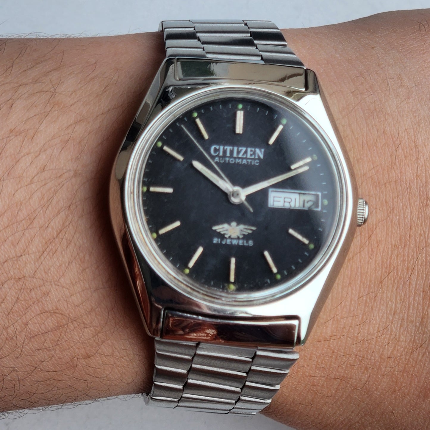 Vintage 1979 Original Citizen Automatic 8200 Face Face 21 Jewels Day-Date Japanese Men's Wrist Watch EA27