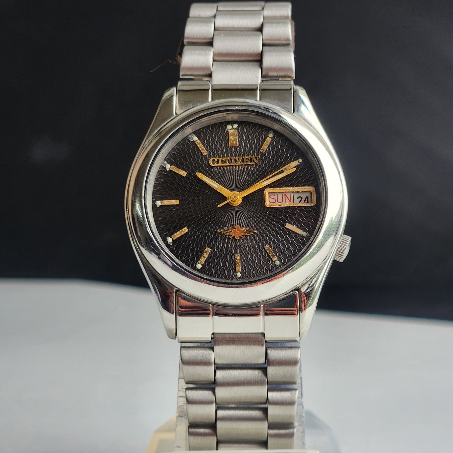 Vintage 1981 Original Citizen Automatic 8200 Black Face 21 Jewels Day-Date Japanese Men's Wrist Watch EA40