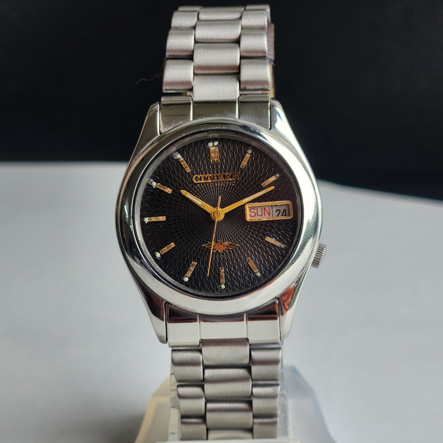 Vintage 1981 Original Citizen Automatic 8200 Black Face 21 Jewels Day-Date Japanese Men's Wrist Watch EA40
