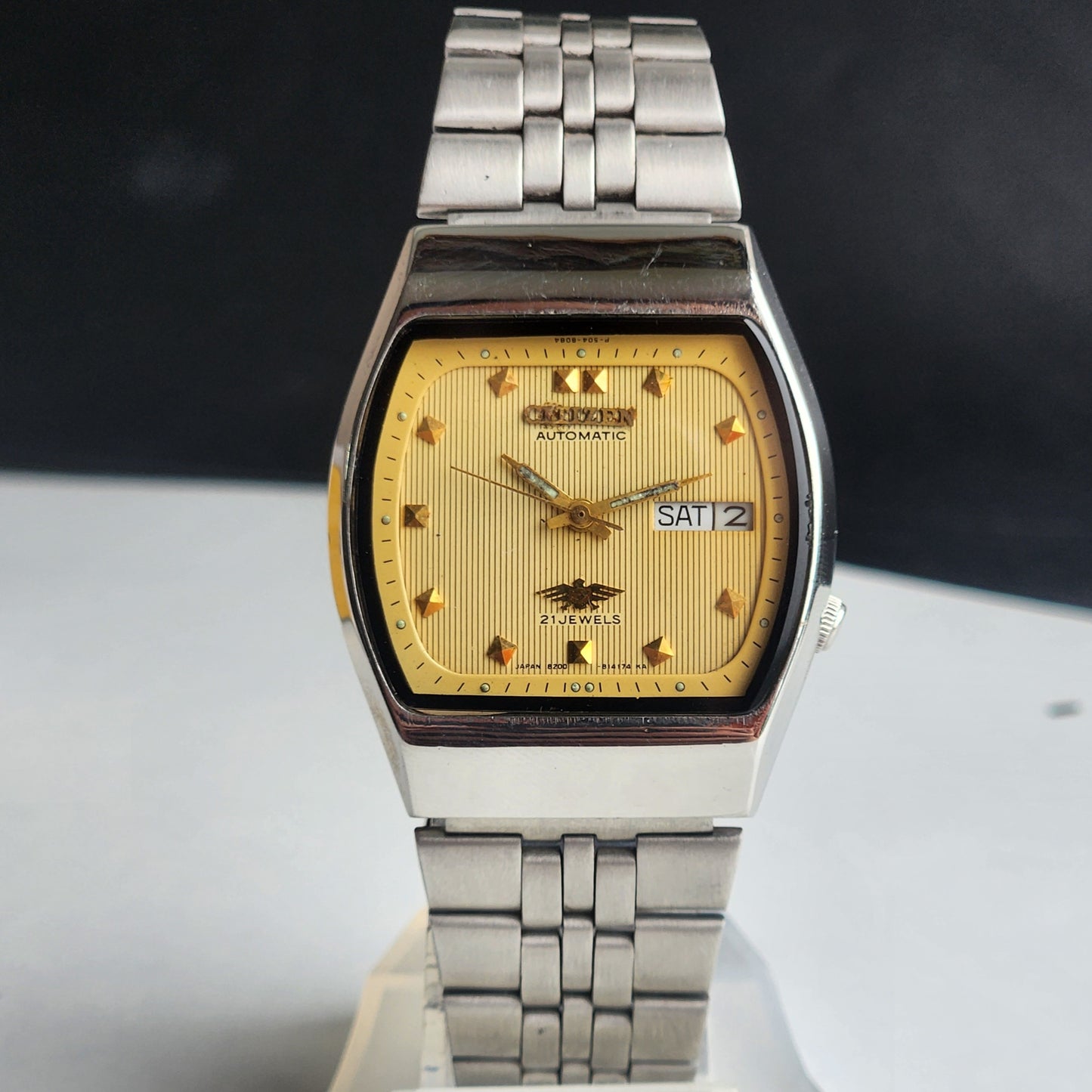 Vintage 1979 Original Citizen Automatic 8200 Golden Face 21 Jewels Day-Date Japanese Men's Wrist Watch EA36