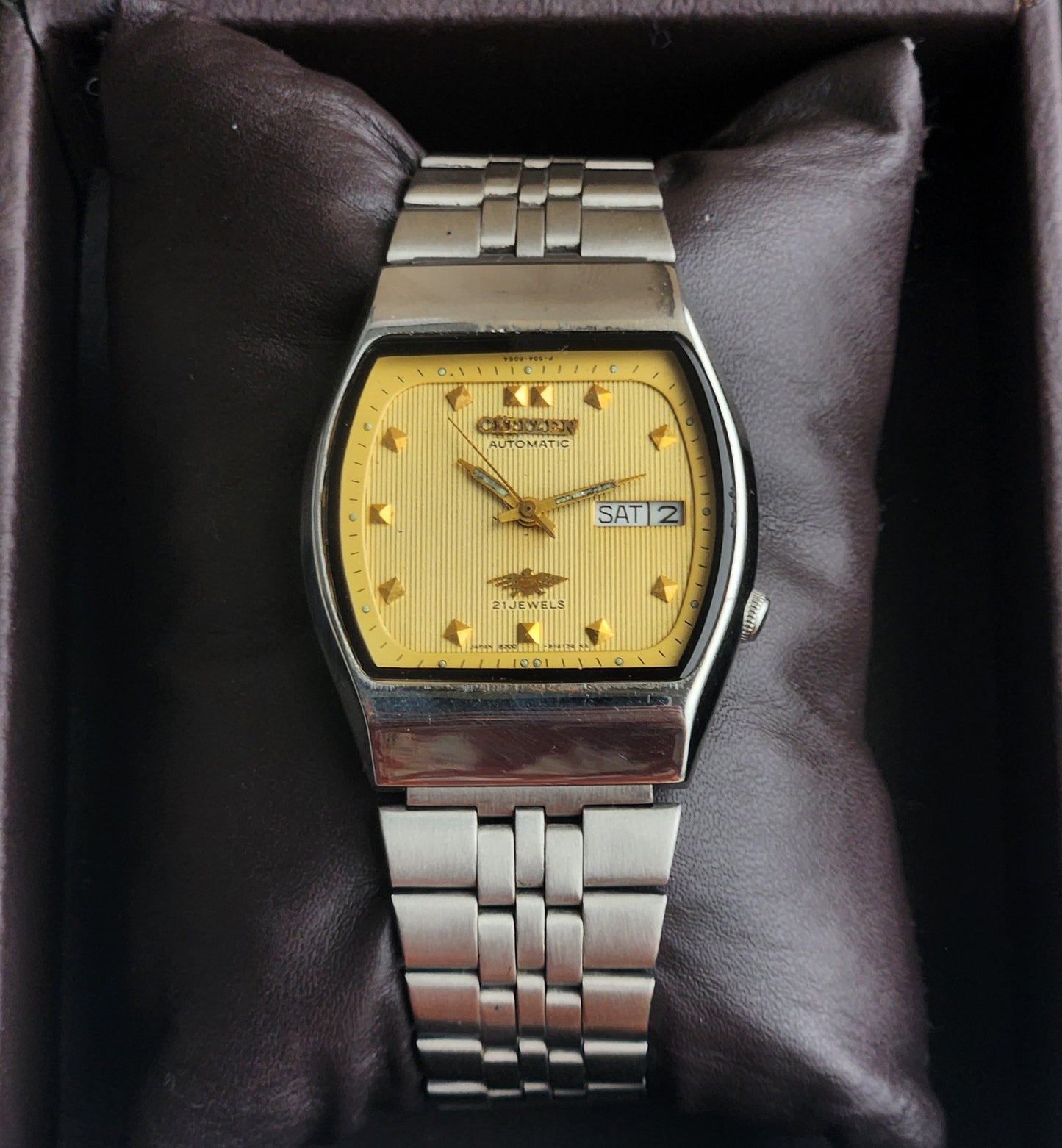 Vintage 1979 Original Citizen Automatic 8200 Golden Face 21 Jewels Day-Date Japanese Men's Wrist Watch EA36