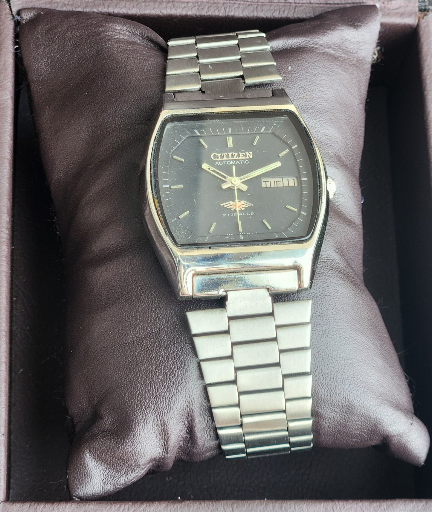 Vintage 1975 Original Citizen Automatic 8200 Black Face 21 Jewels Day-Date Japanese Men's Wrist Watch EA39