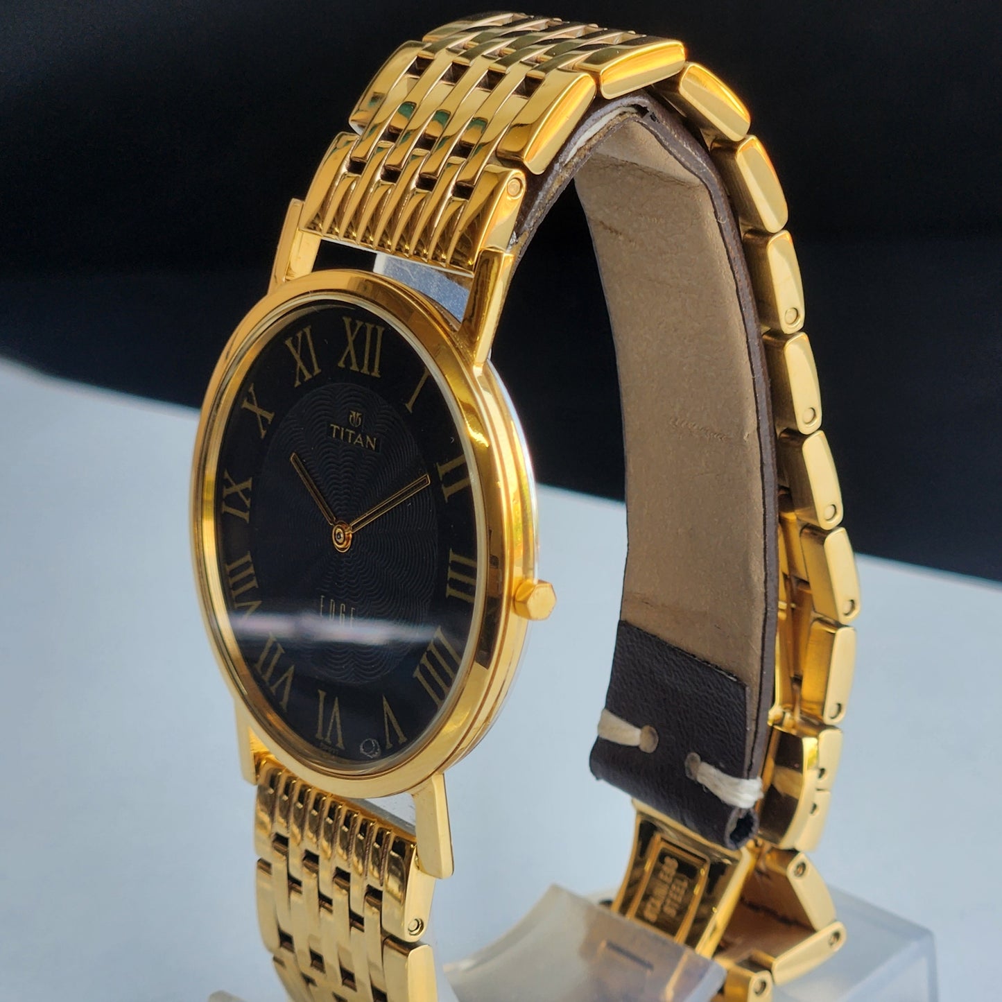 Original TITAN EDGE 1595WAA34 Round Black Face 38MM Case Men's Watch H84