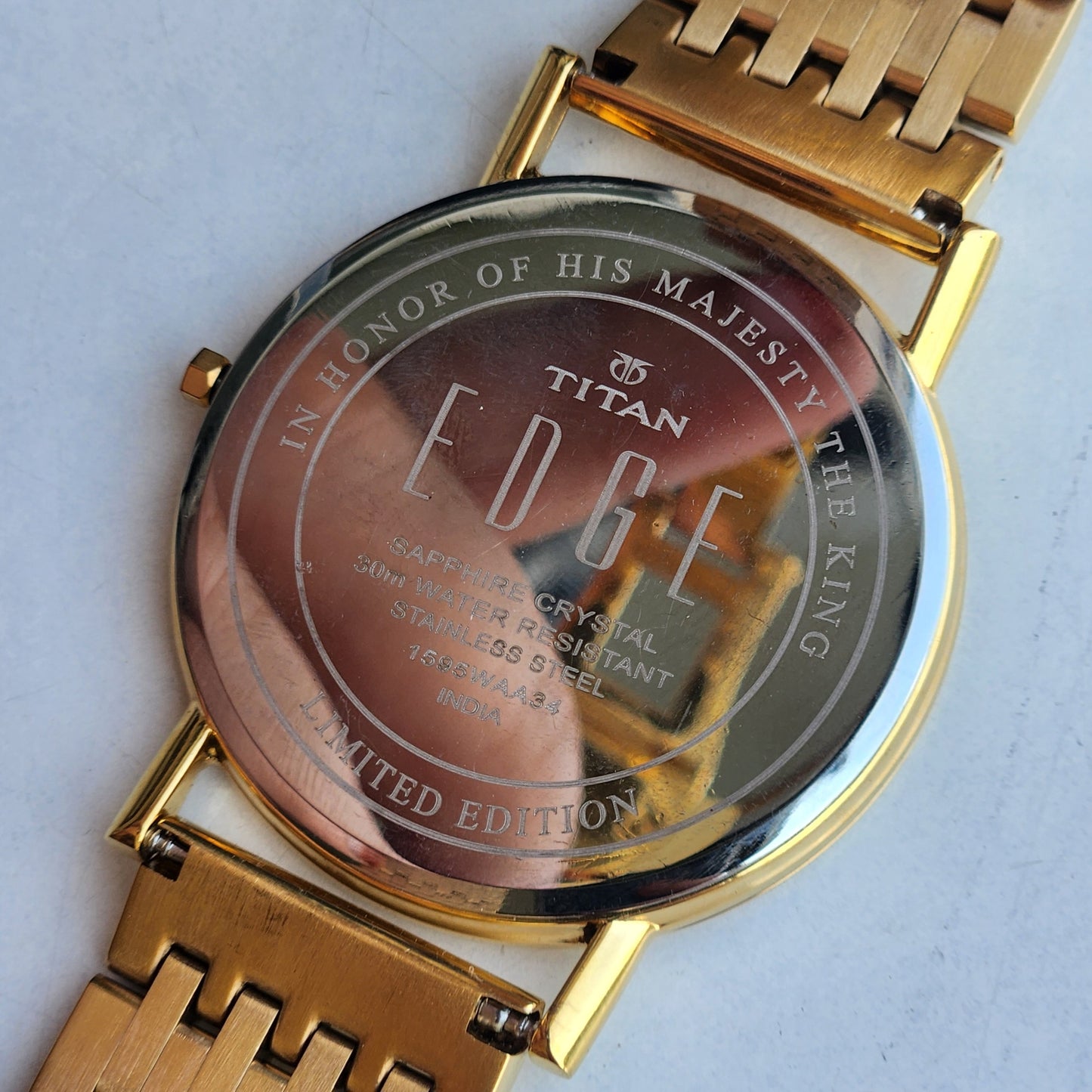 Original TITAN EDGE 1595WAA34 Round Black Face 38MM Case Men's Watch H84