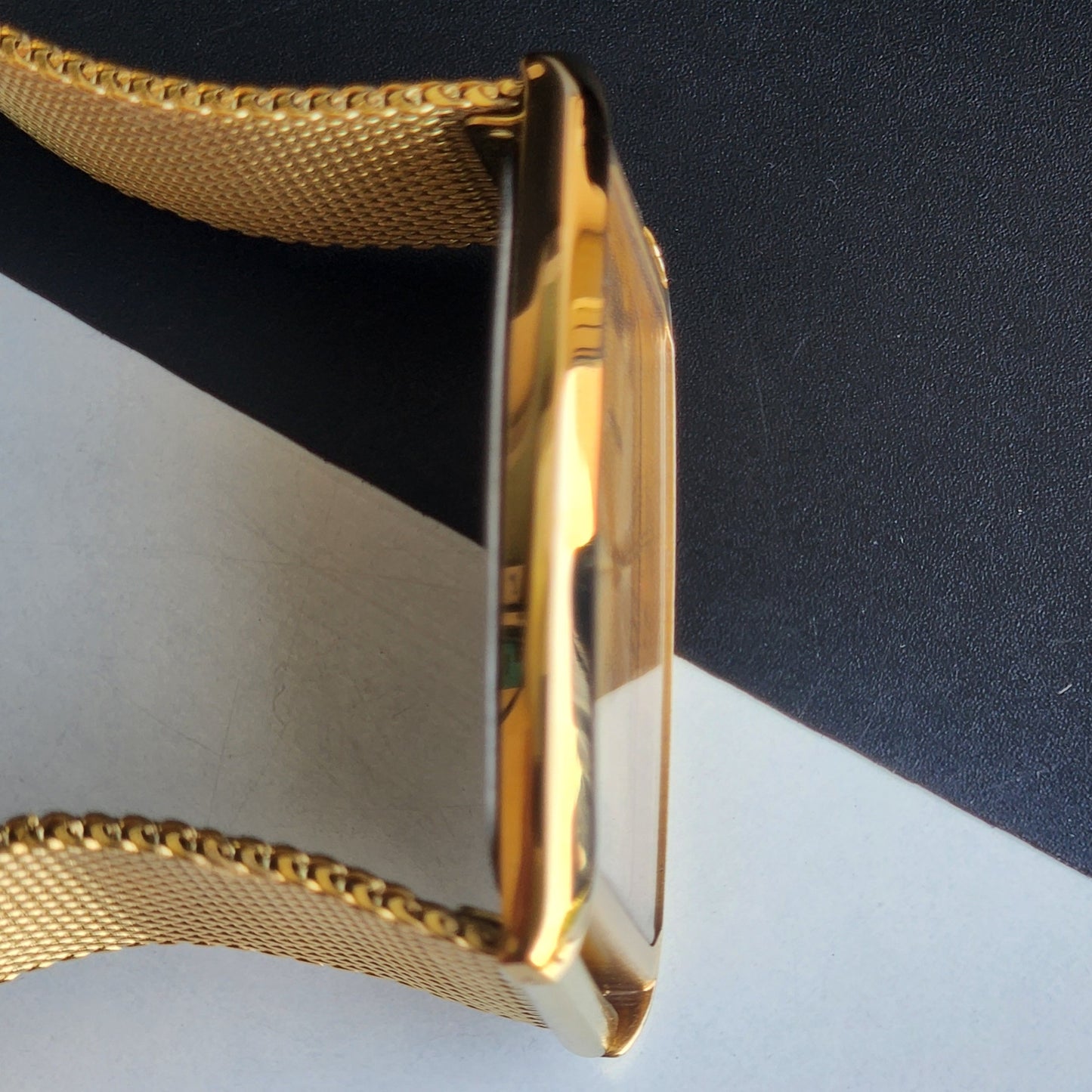 Original TITAN EDGE 1596NCA31 Barrel Golden Face 33MM Case Men's Watch H85