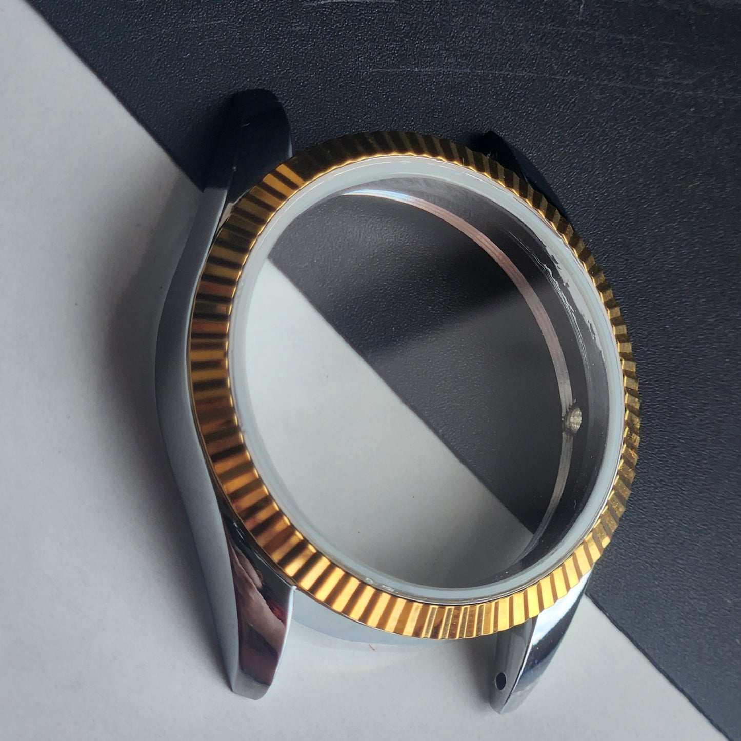 New Replacement Two Tone Case for Seiko 6309/6319/6349 With Exhibition Back Fluted Bezel Case Stainless Steel Back H91