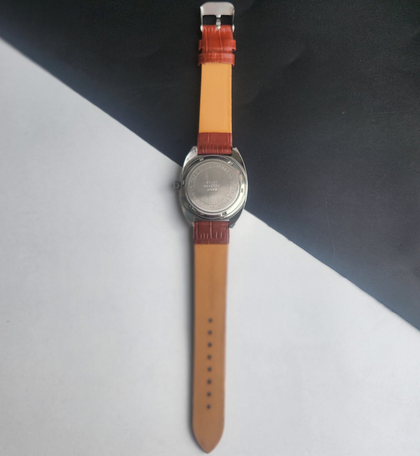 Vintage Original HMT Vijay Hand Winding 17 Jewels Silver Face Tan Leather Strap Men's Wrist Watch I16