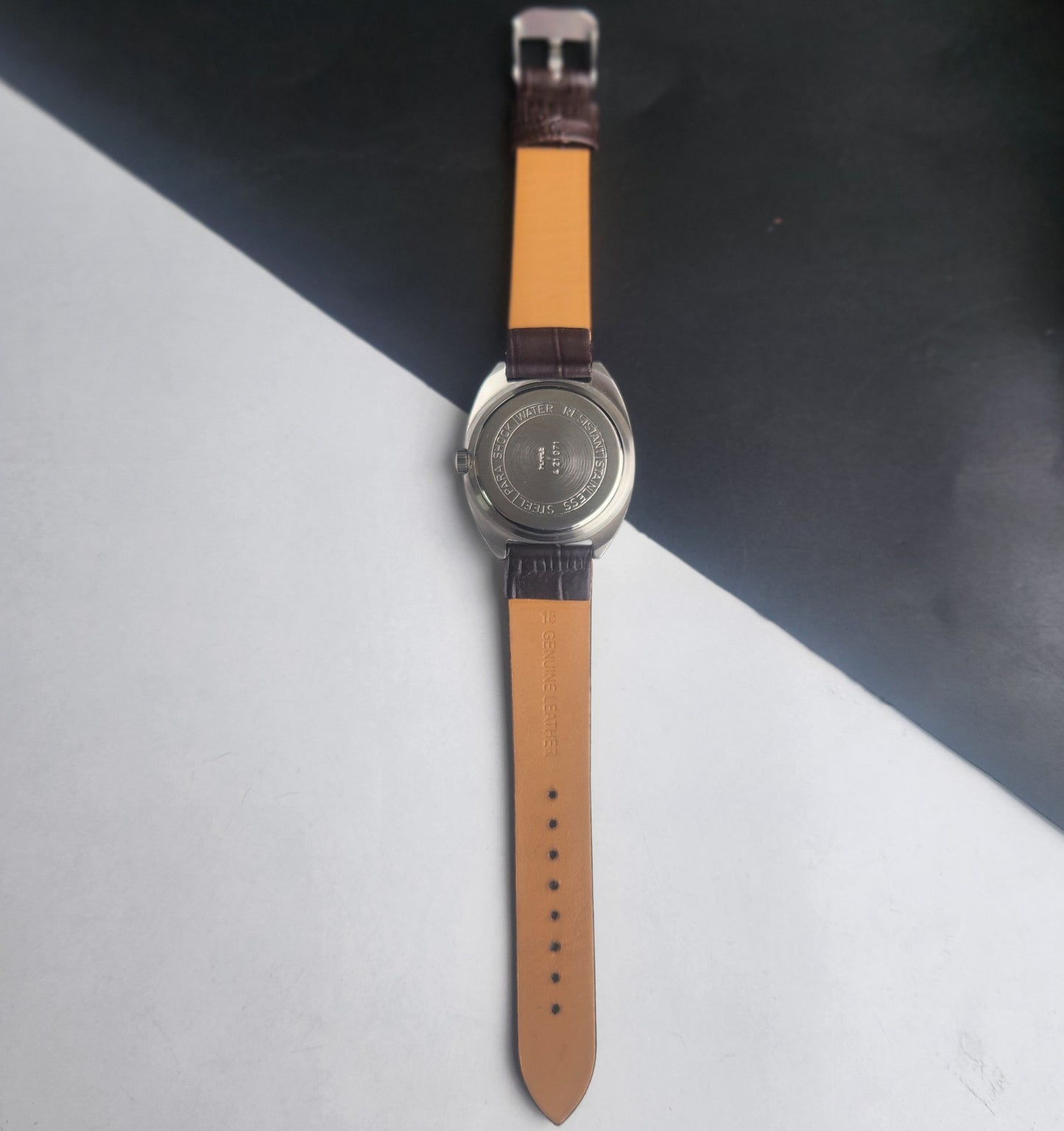 Vintage Original HMT Kohinoor Hand Winding 17 Jewels Blue Face Brown Leather Strap Men's Wrist Watch I17