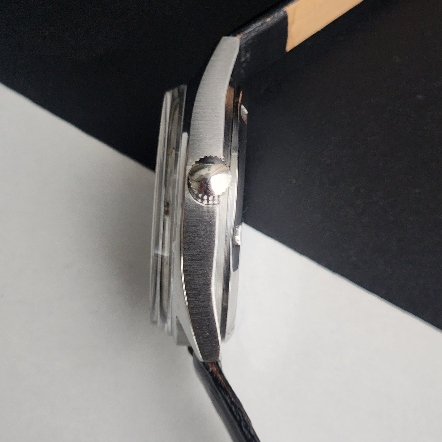 Vintage Original HMT Janata Hand Winding 17 Jewels White Face Black Leather Strap Men's Wrist Watch I18