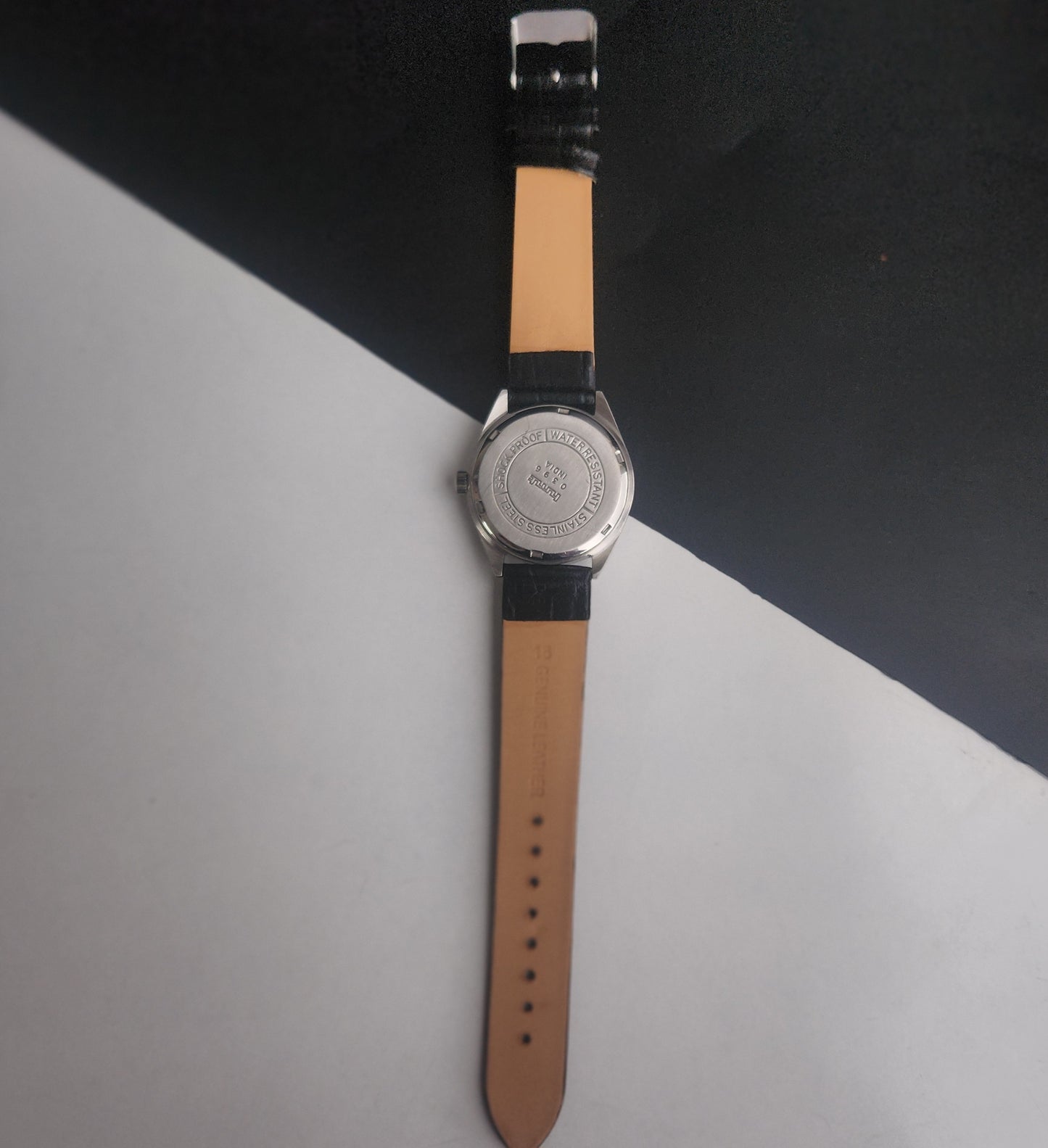 Vintage Original HMT Janata Hand Winding 17 Jewels White Face Black Leather Strap Men's Wrist Watch I18