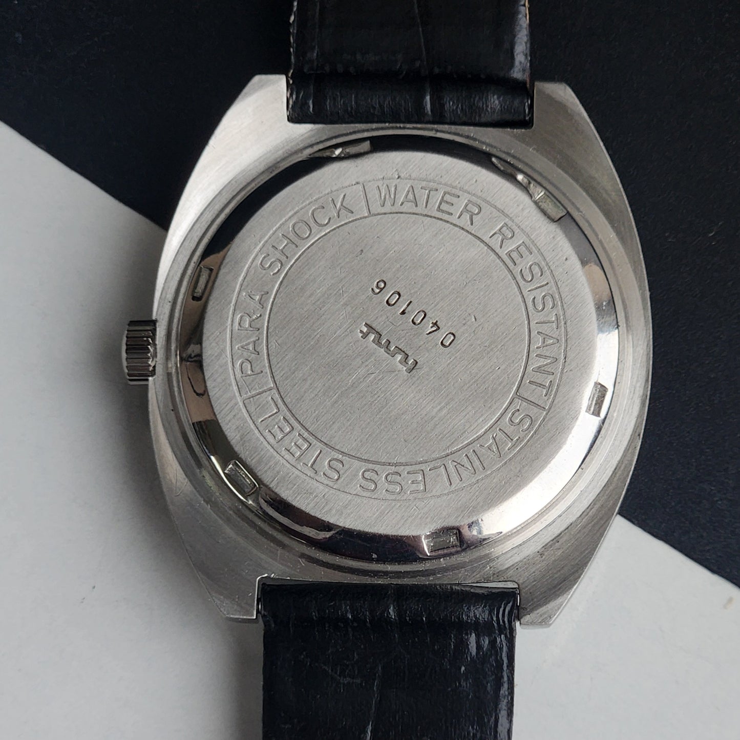 Vintage Original HMT Kohinoor Hand Winding 17 Jewels Grey Face Black Leather Strap Men's Wrist Watch I24