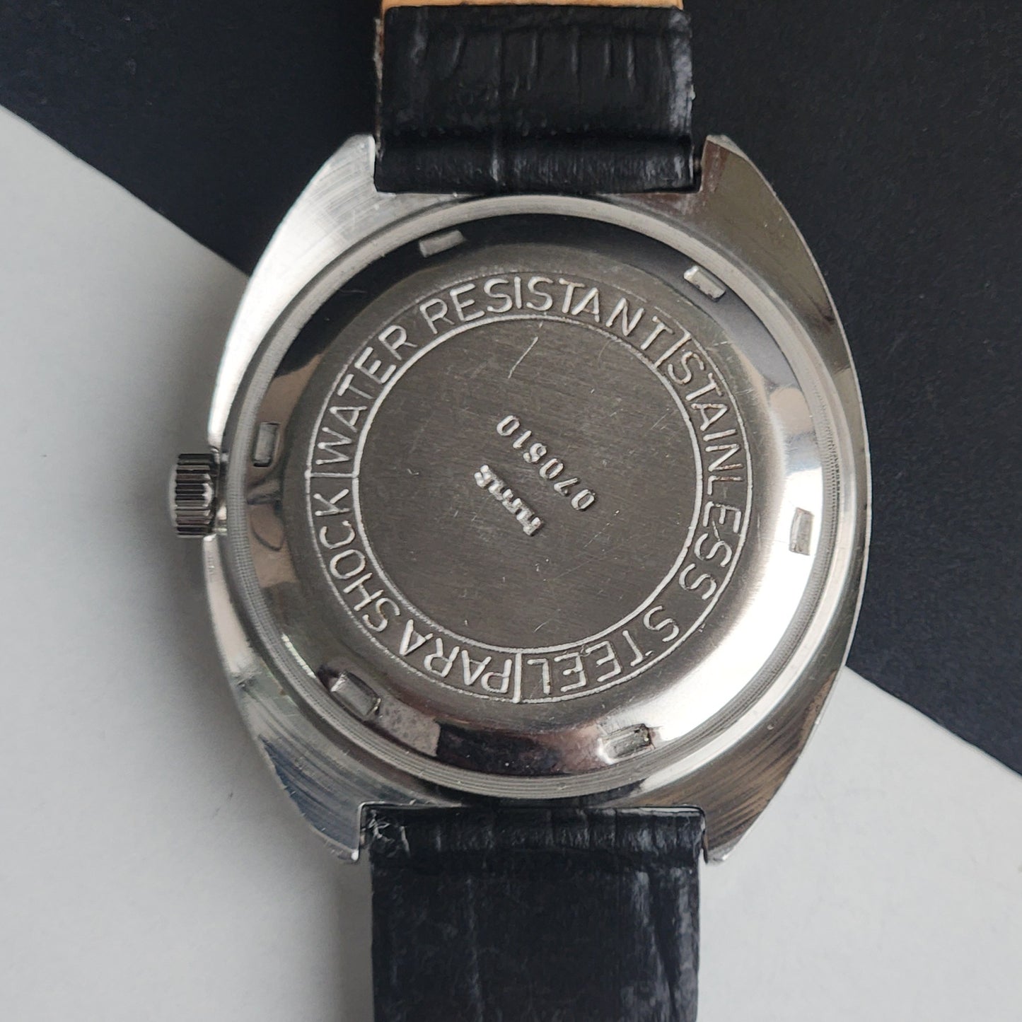 Vintage Original HMT Kohinoor Hand Winding 17 Jewels White Face Black Leather Strap Men's Wrist Watch I26