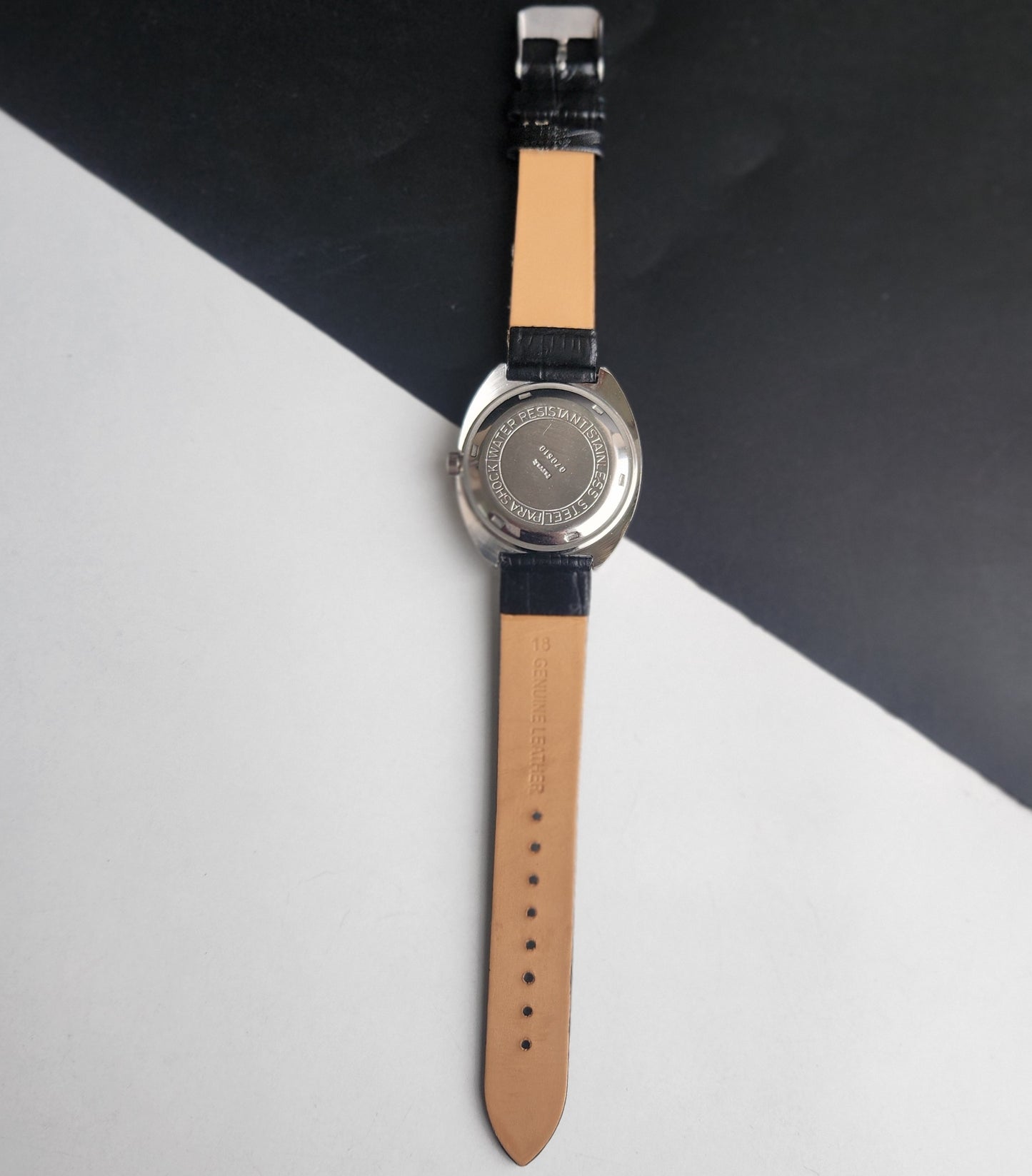Vintage Original HMT Kohinoor Hand Winding 17 Jewels White Face Black Leather Strap Men's Wrist Watch I26